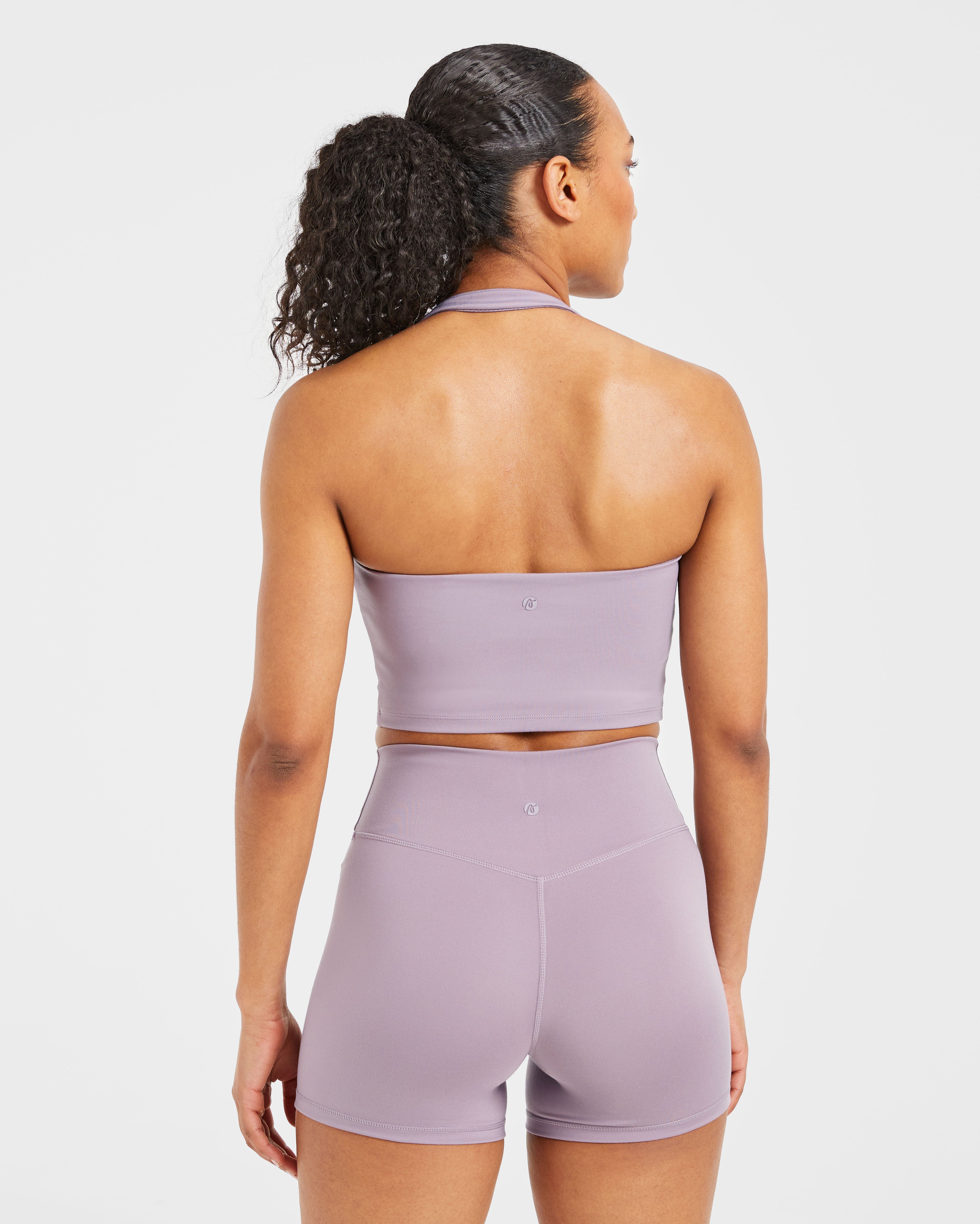 Staple Halterneck Crop Top - Mauve Purple