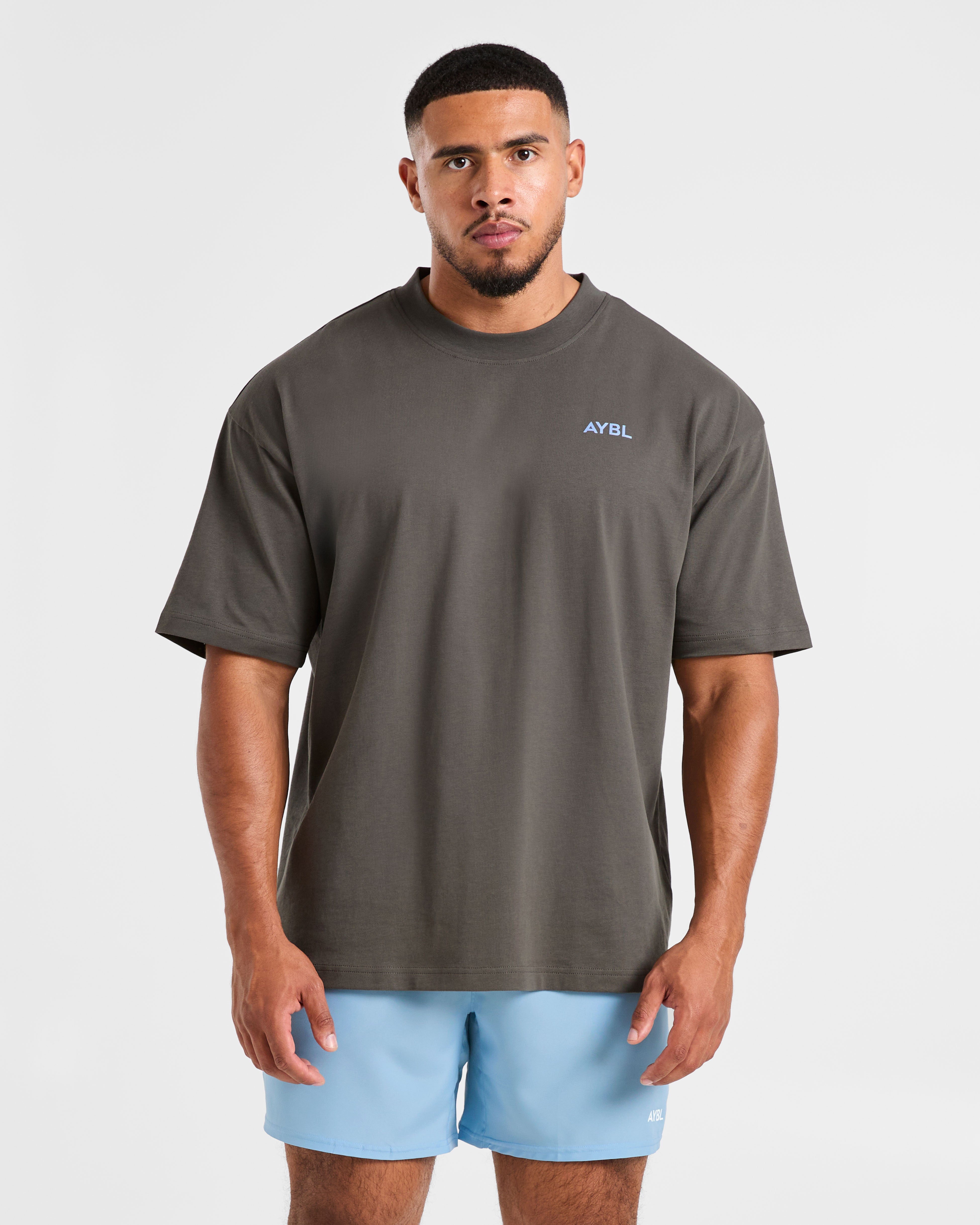 Essential Oversized T Shirt - Charcoal/Cornflower Blue