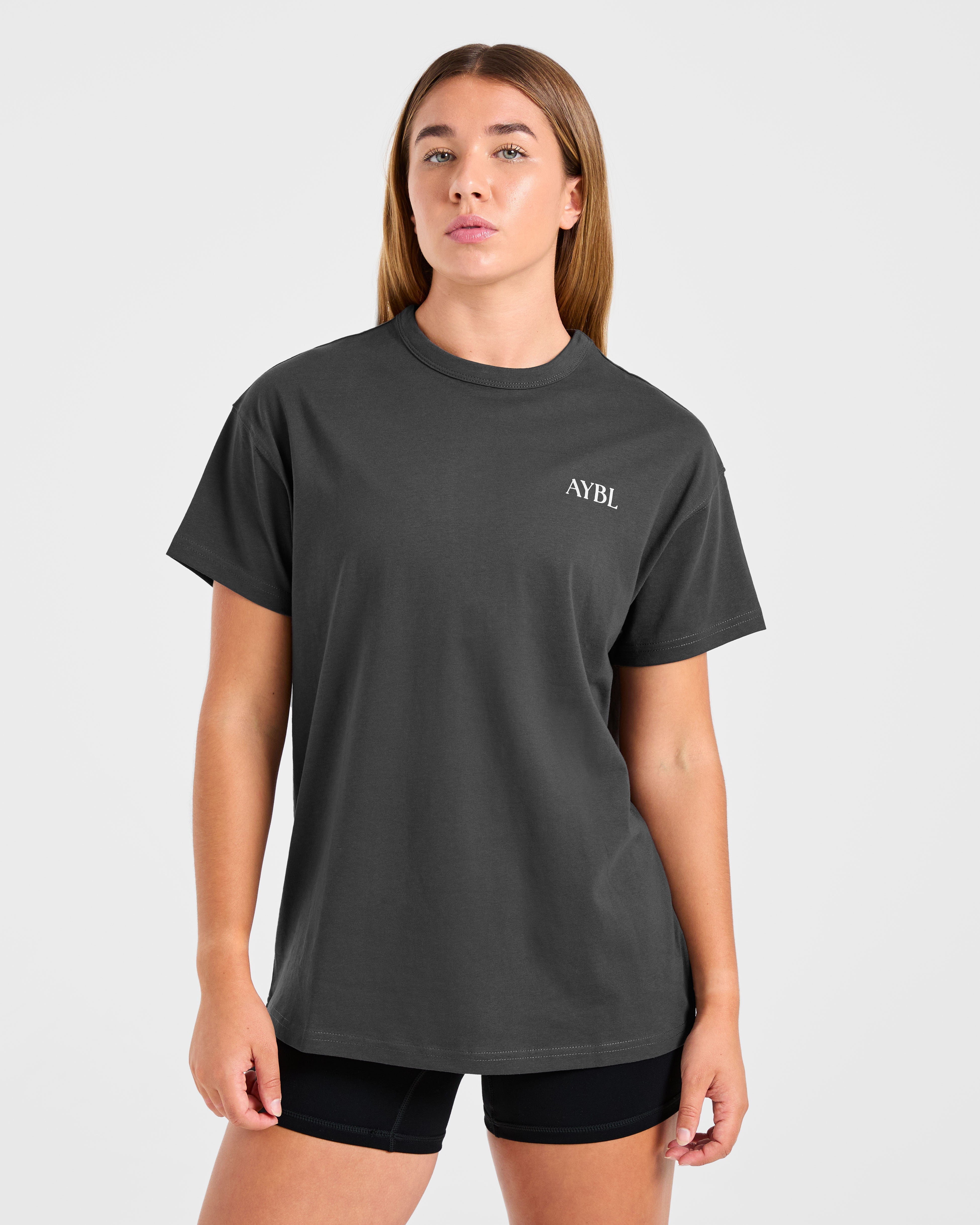 Athletics Club Oversized T Shirt - Charcoal