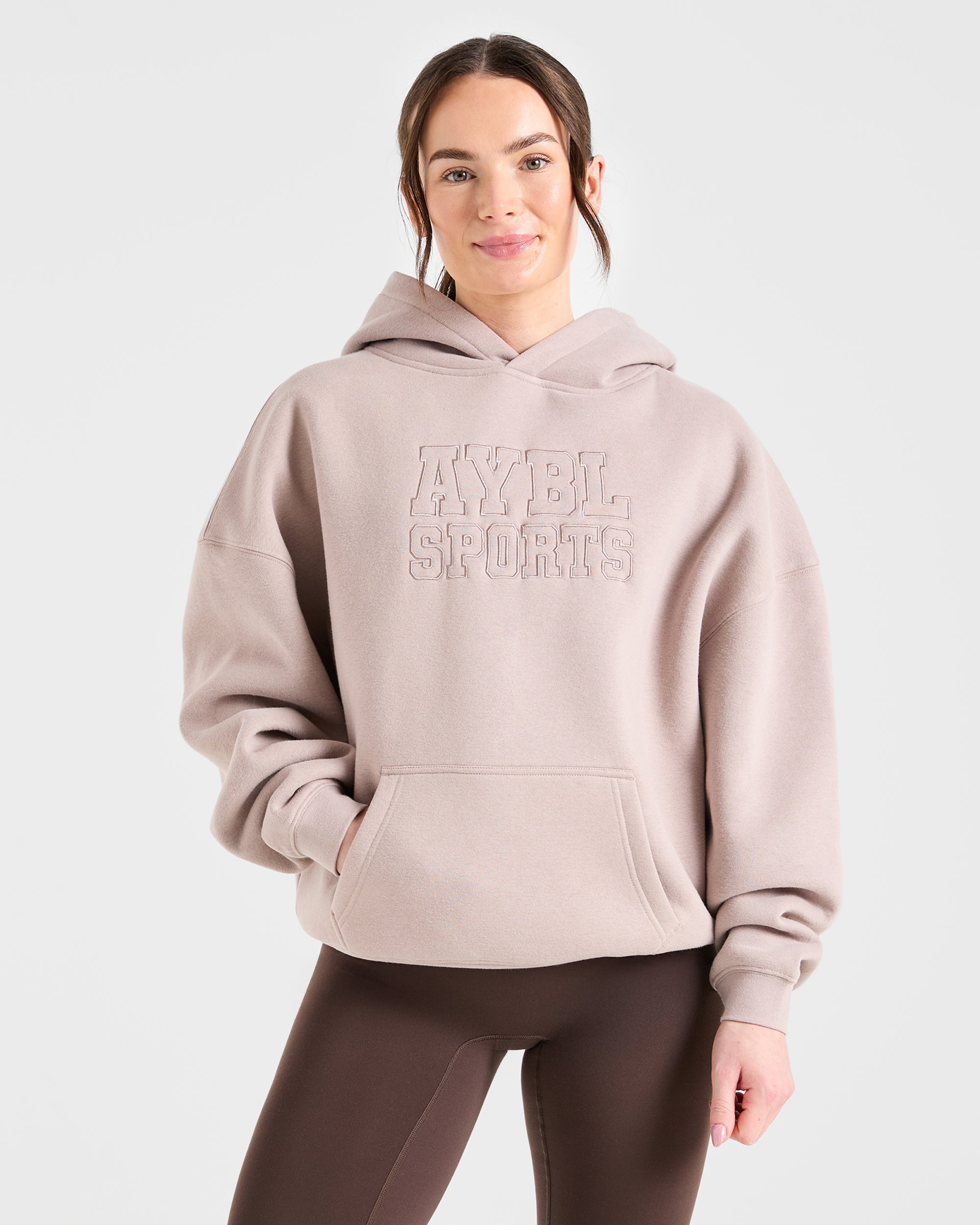 Sport Outline Oversized Hoodie - Pebble Grey
