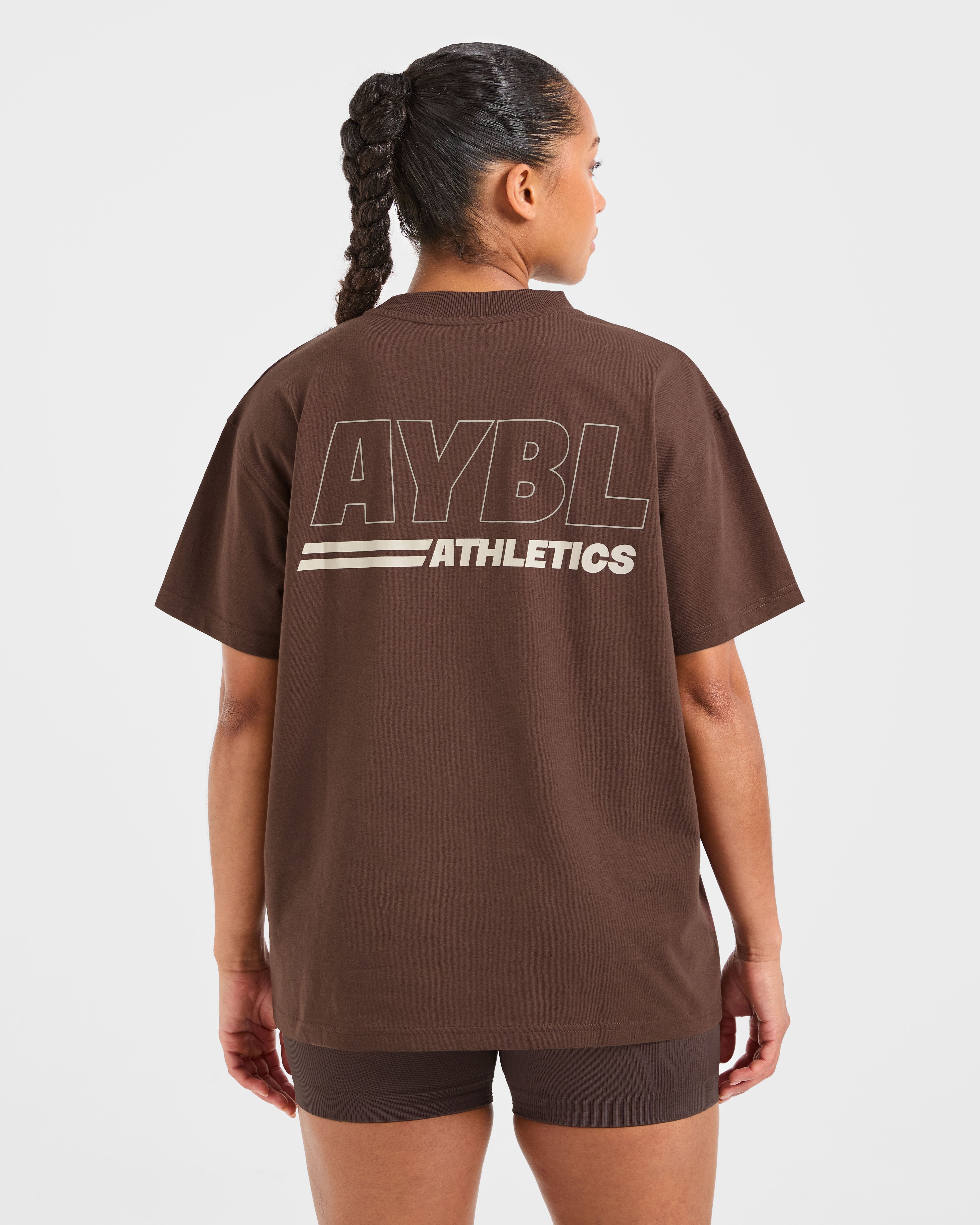Athletics Track Oversized T Shirt - Brown/Sand