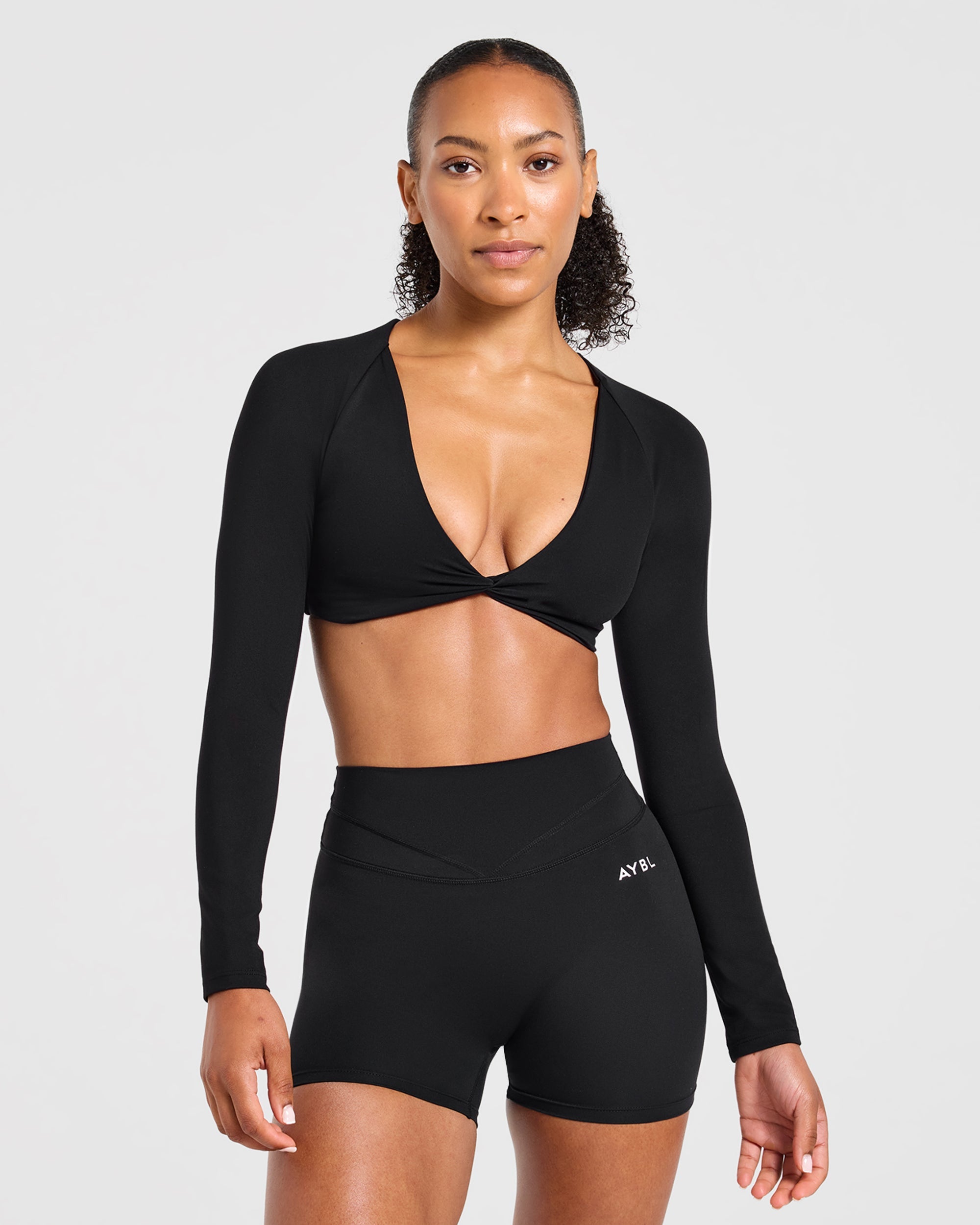 Engage Long Sleeve Crop Top - Black