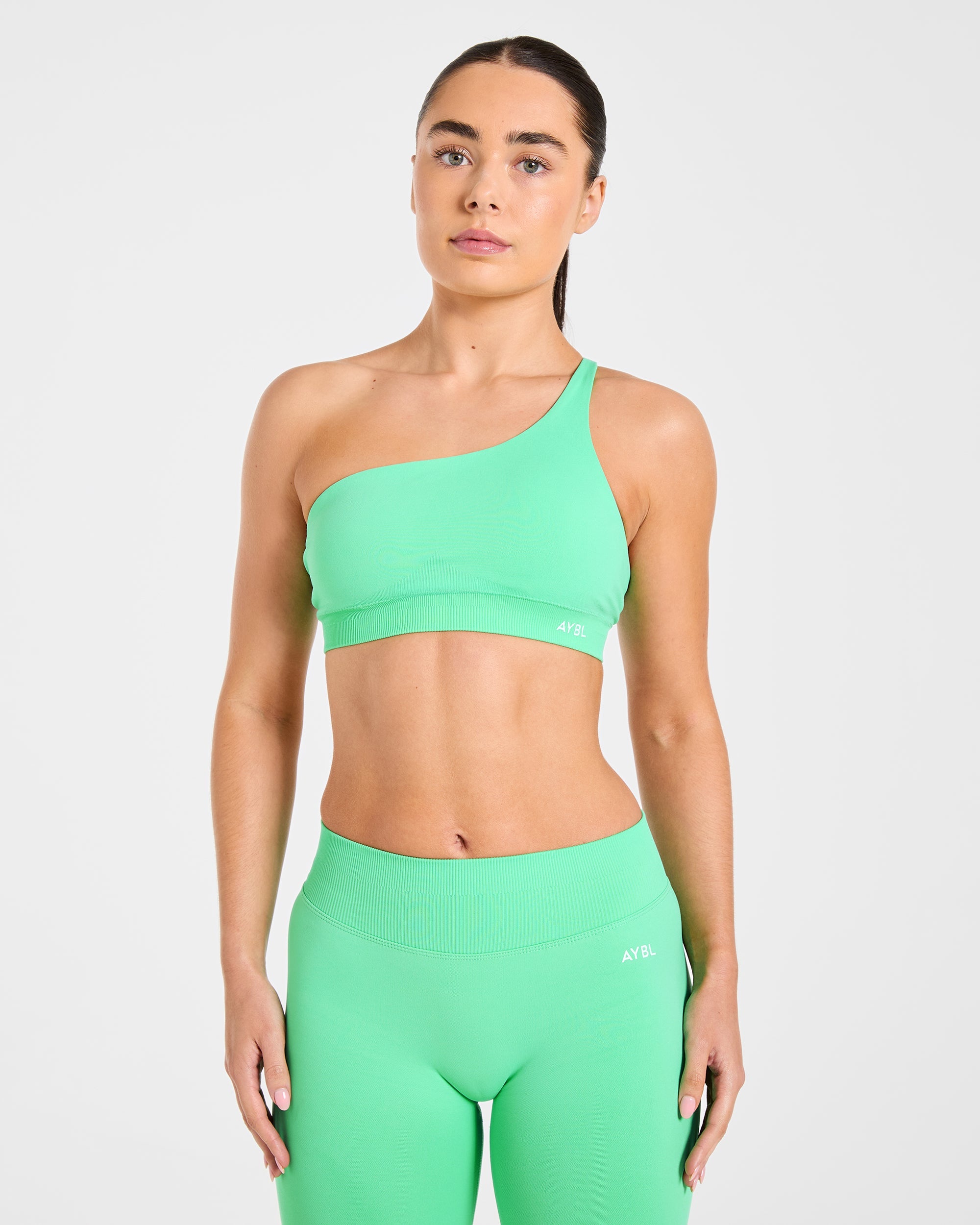 Enhance Seamless One Shoulder Sports Bra - Mint Green