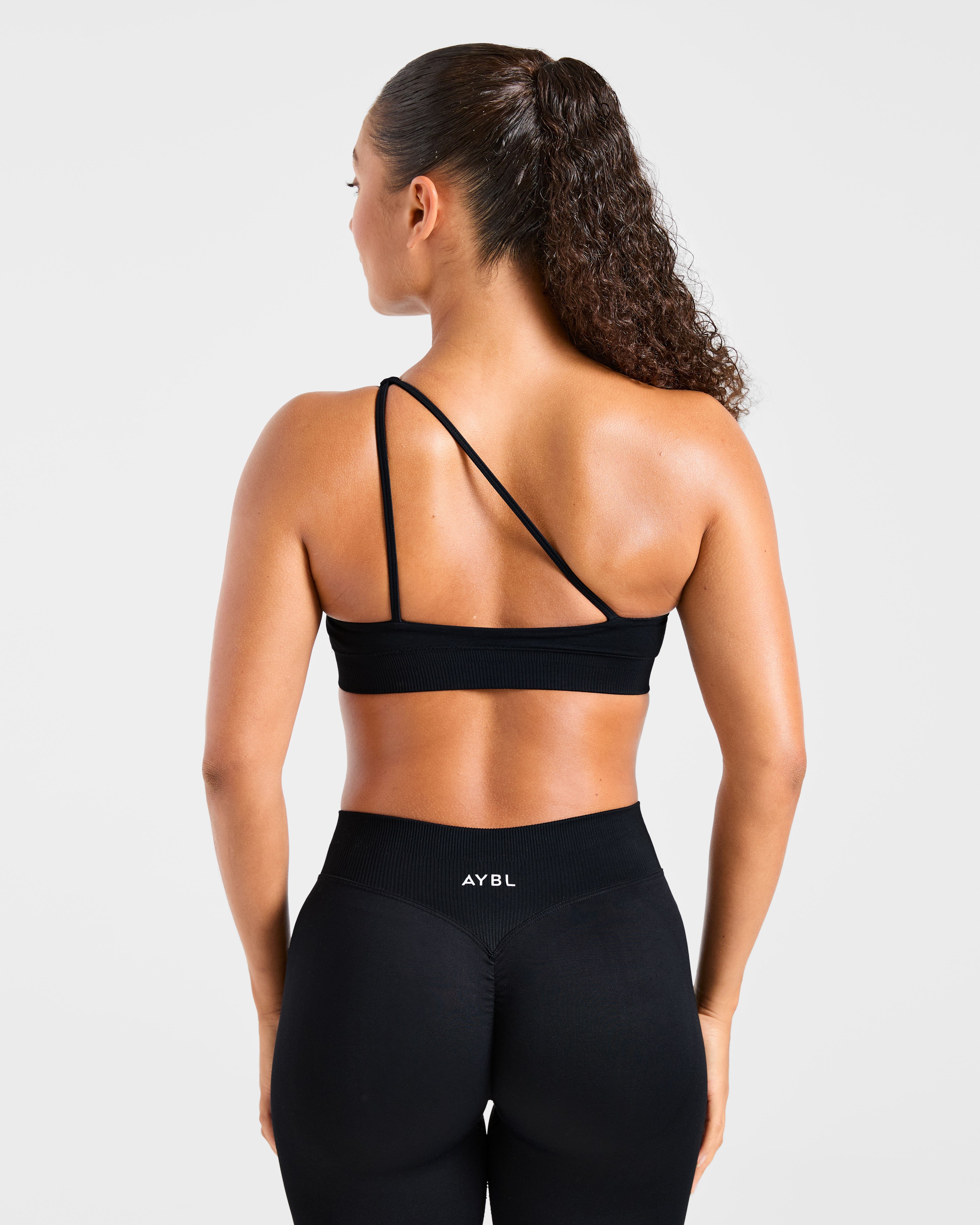 Enhance Seamless One Shoulder Sports Bra - Black