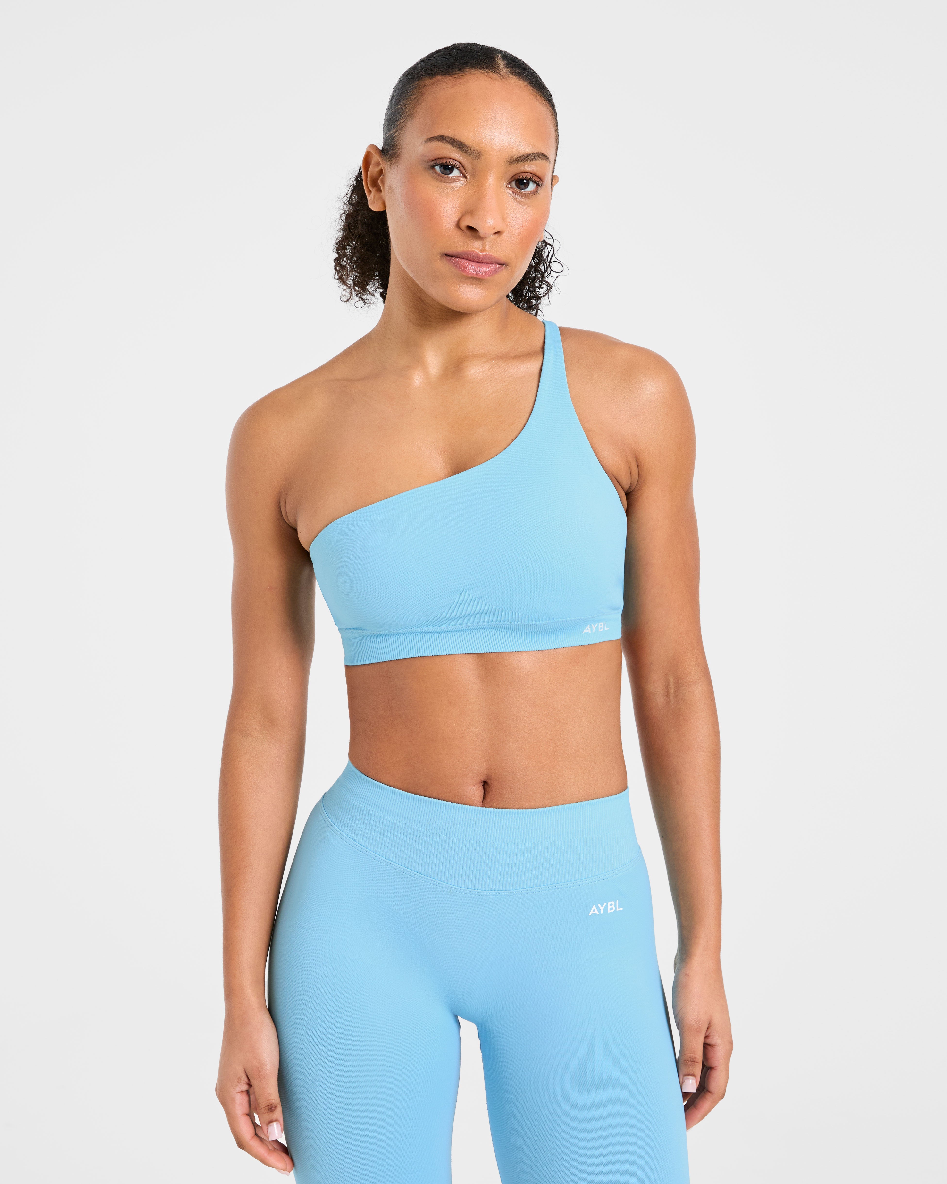 Enhance Seamless One Shoulder Sports Bra - Powder Blue