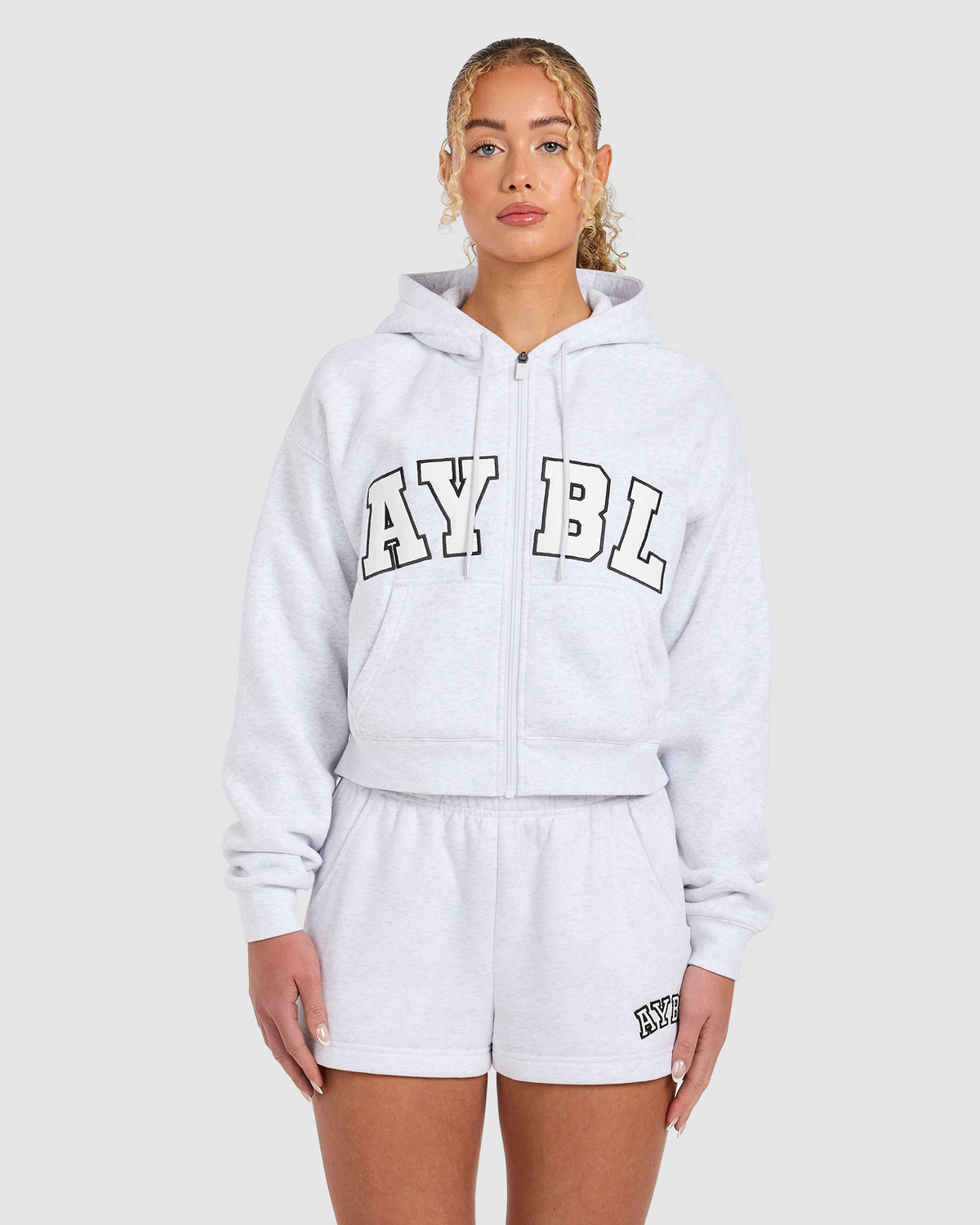 Varsity 2.0 Boxy Zip Up Hoodie - Heather Grey