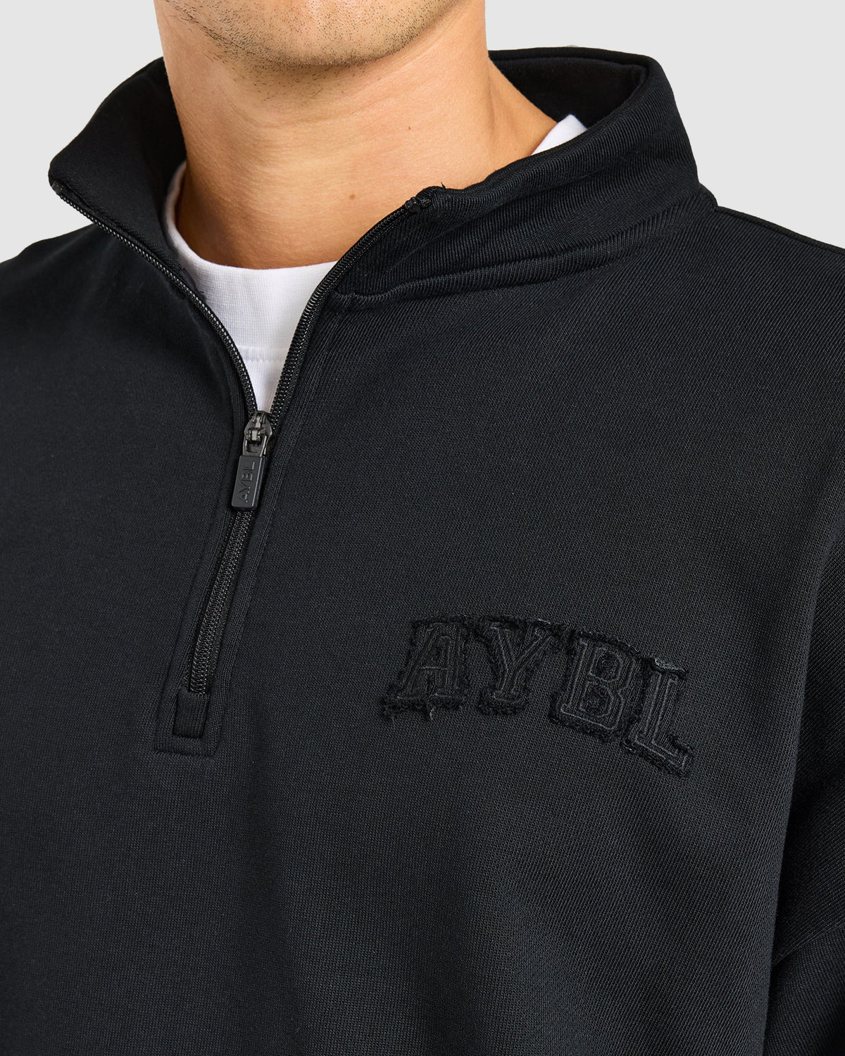 Effortless Oversized 1/4 Zip Pullover - Black