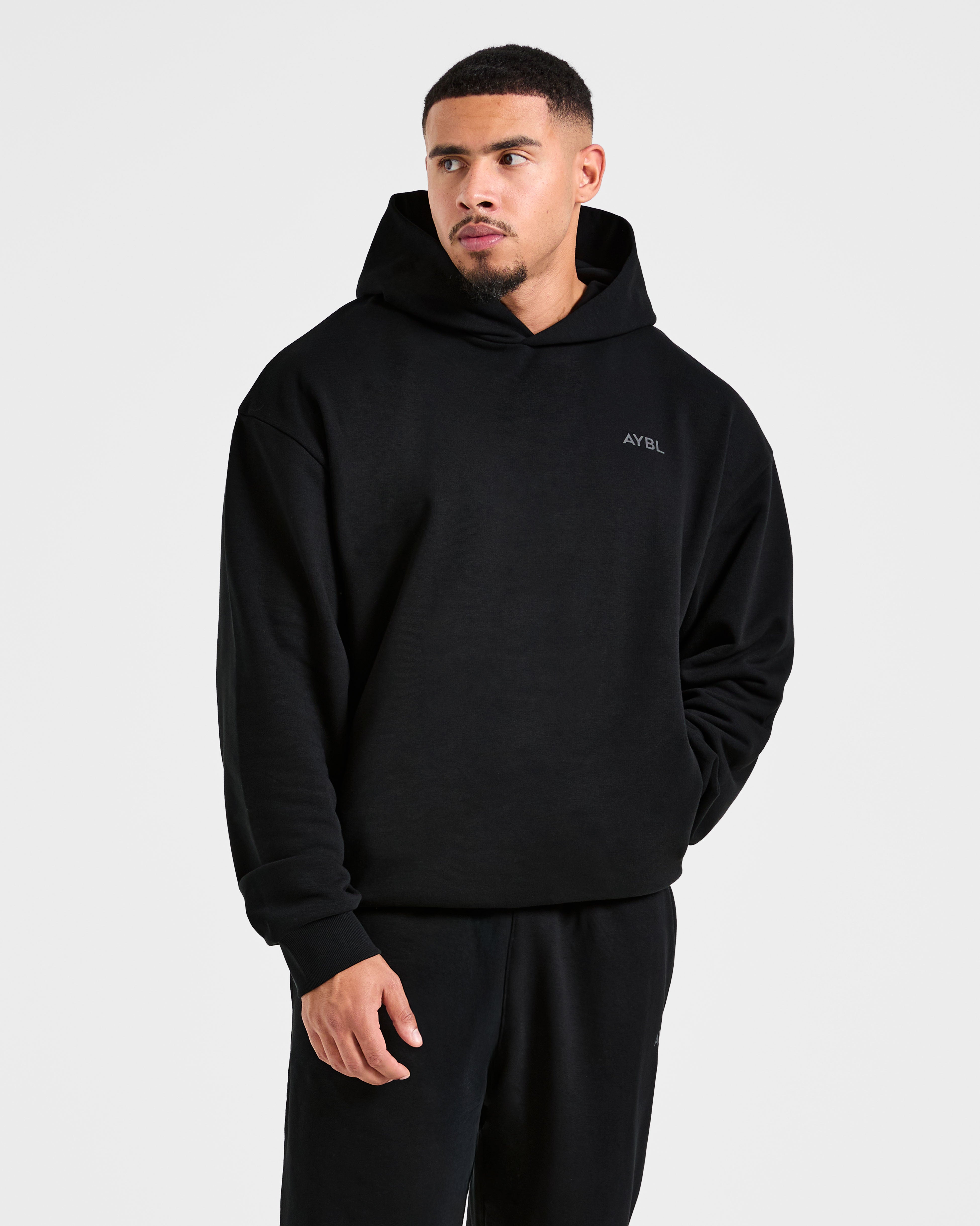 Essential Oversized Graphic Hoodie - Black