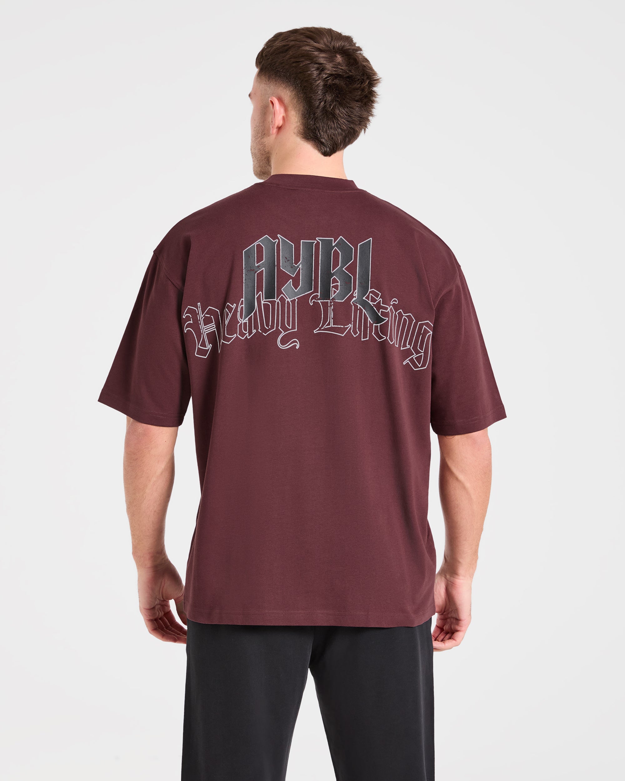 Heavy Lifting Gothic Oversized T Shirt - Dusty Plum/Black