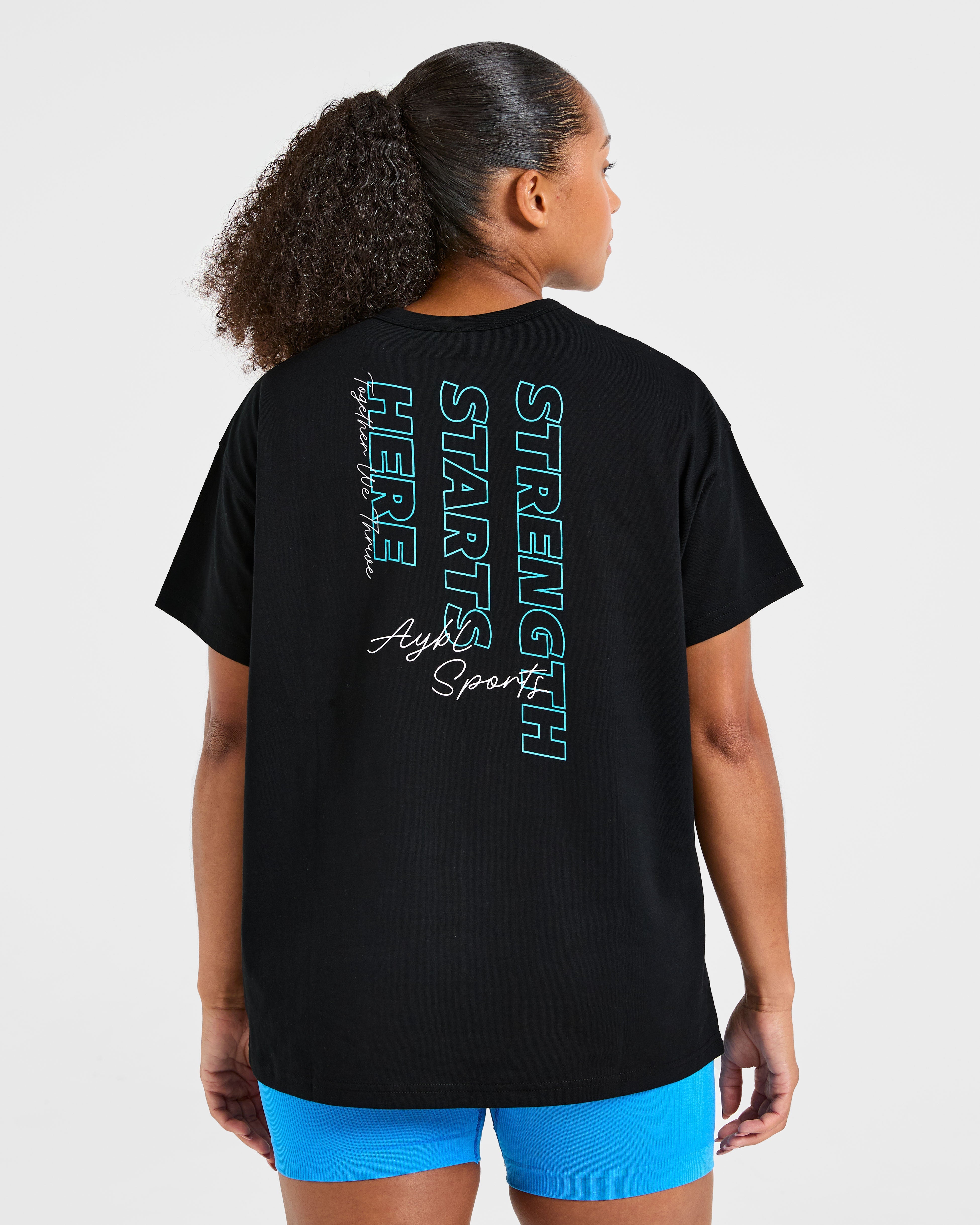 Strength Starts Here Oversized T Shirt - Black/Blue