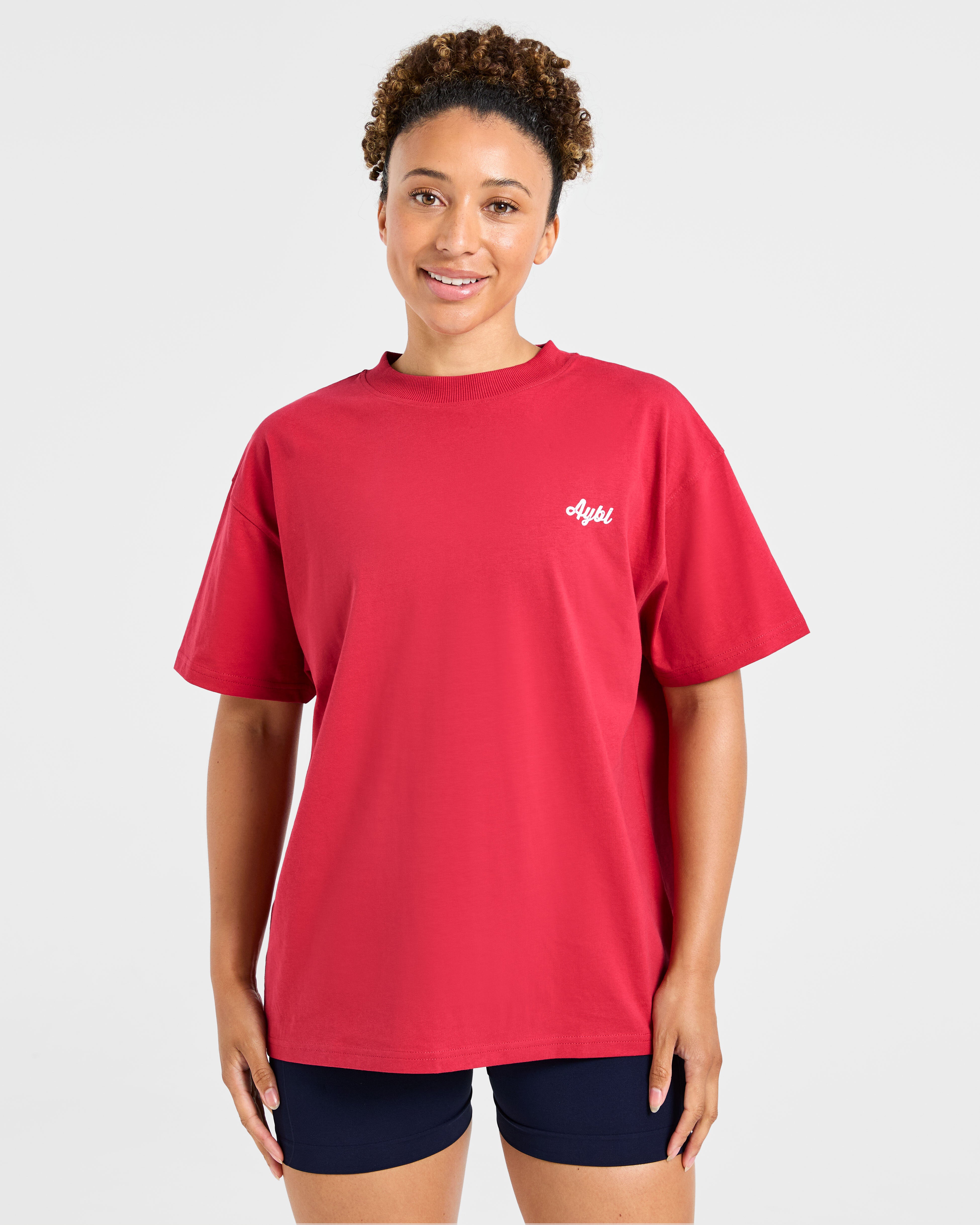 Retro Athletics Club Oversized T Shirt - Red/Blue