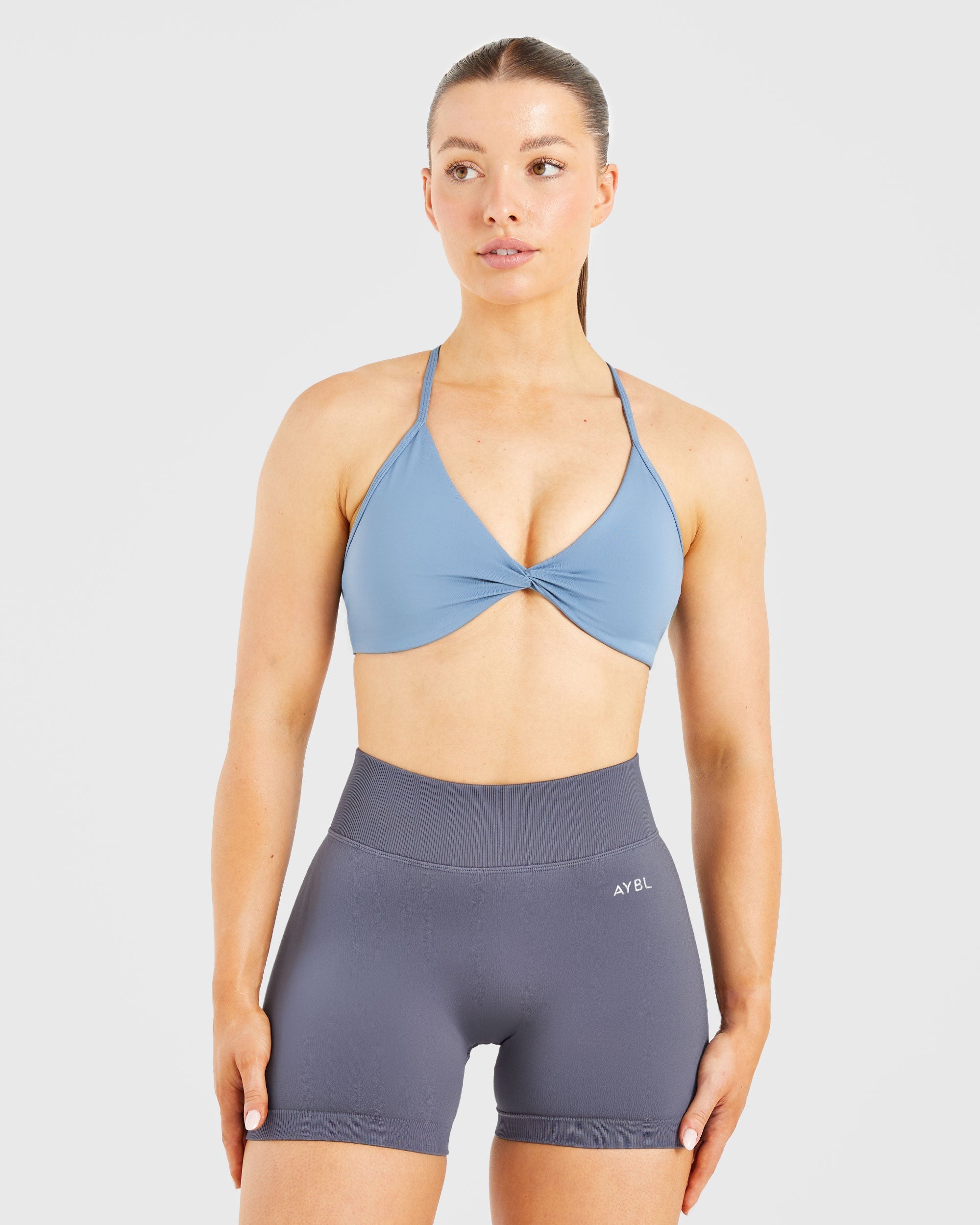 Essential Twist Crossback Sports Bra - Slate Blue