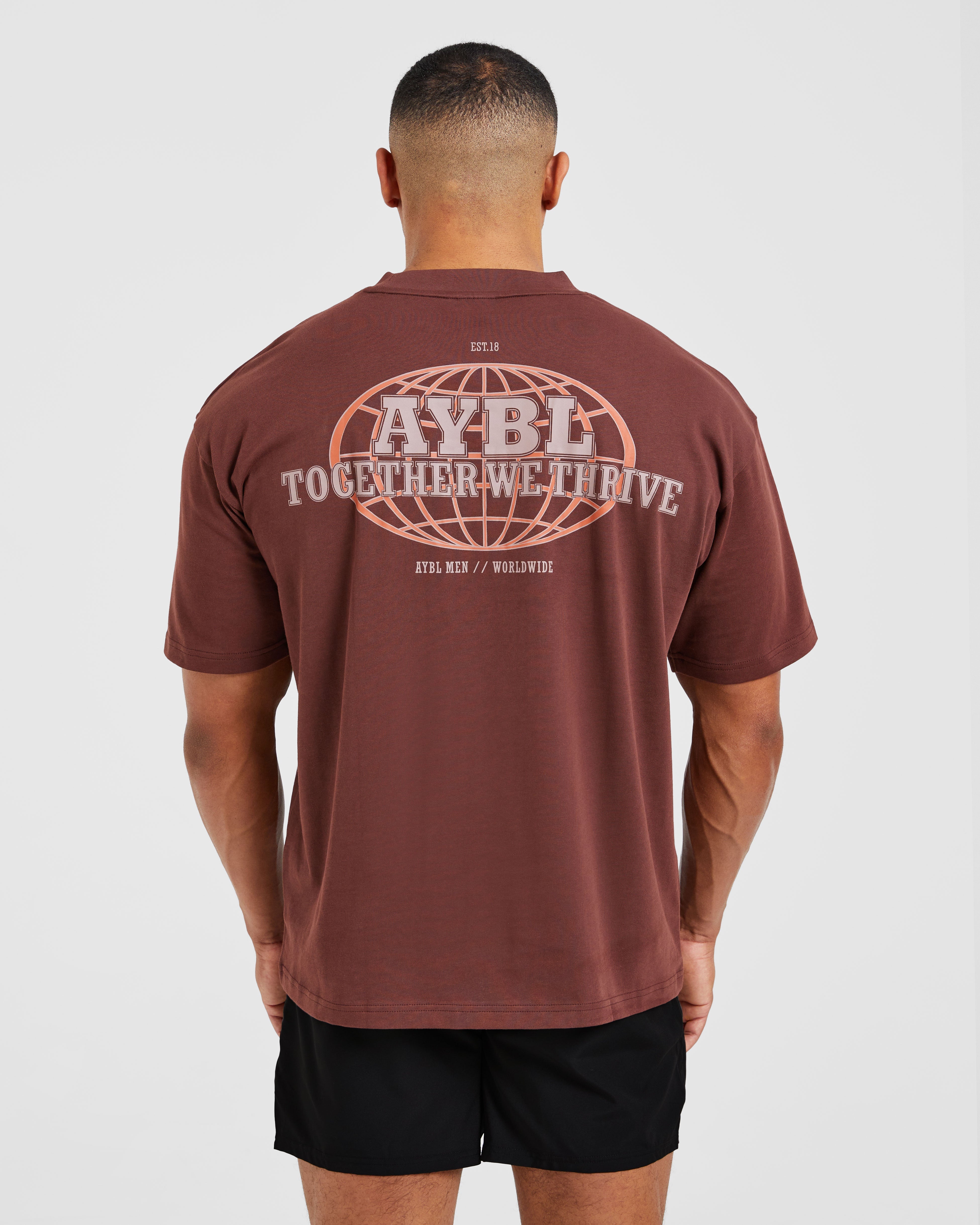 Global Oversized T Shirt - Burnt Red
