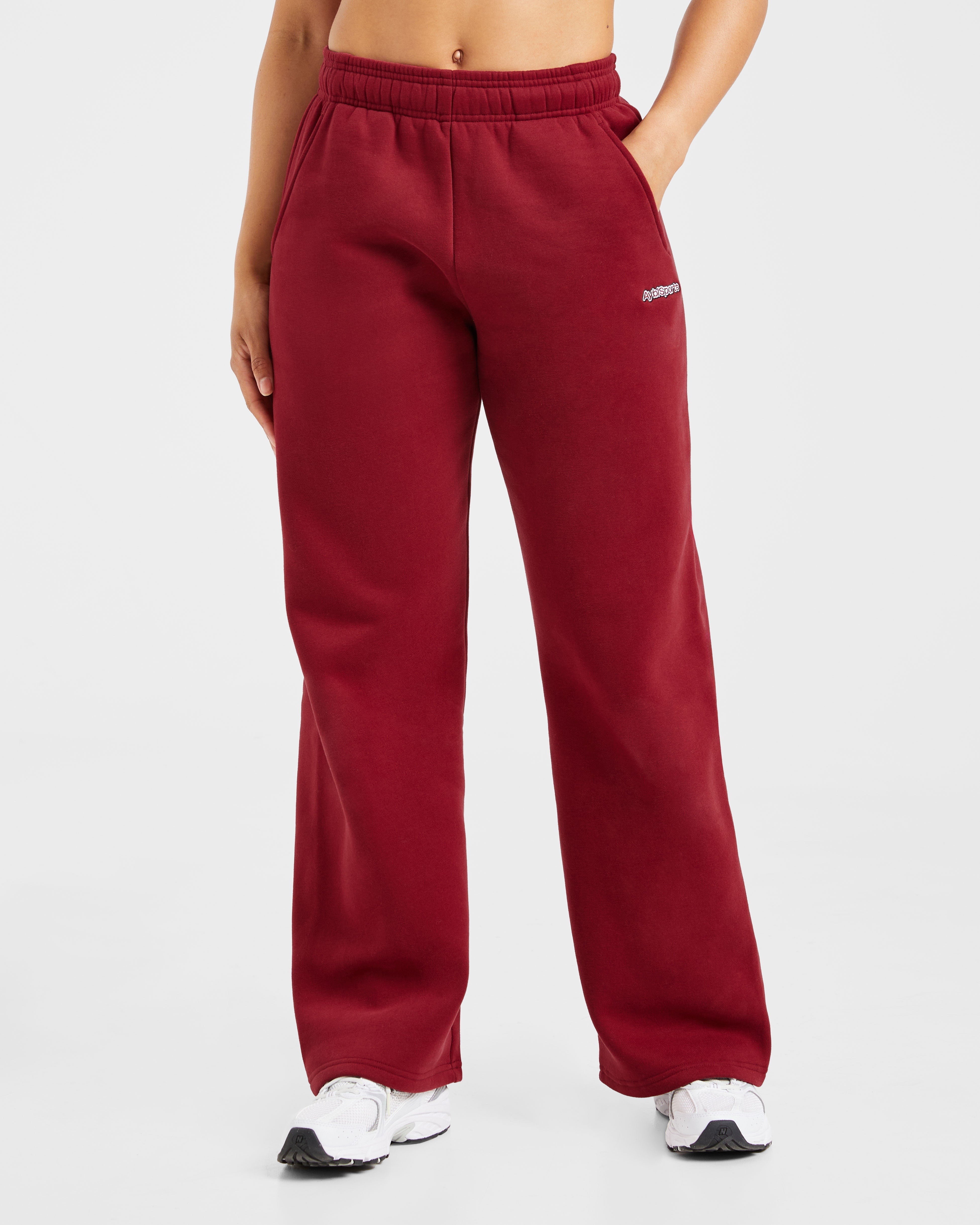 AYBL Sports Outline Oversized Straight Leg Joggers - Burgundy