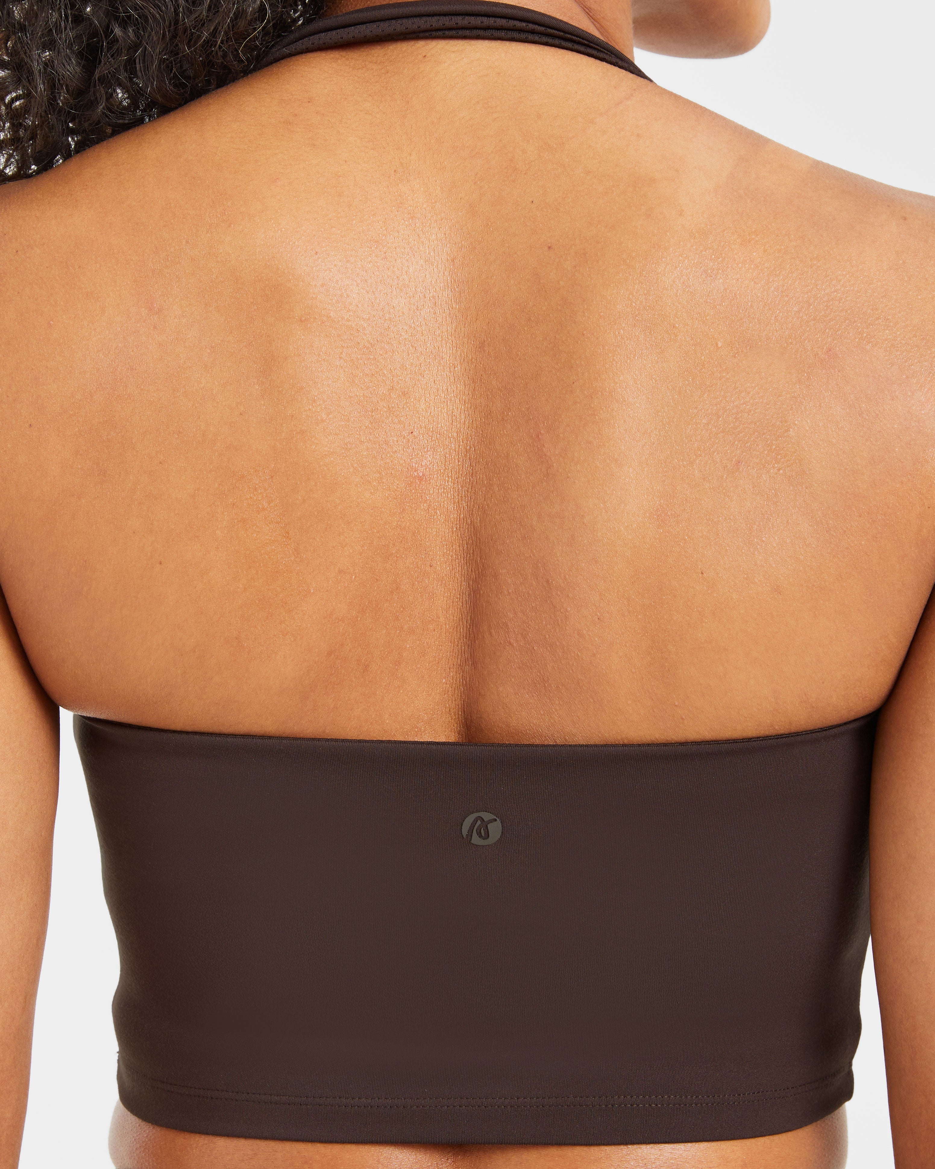 Staple Halterneck Crop Top - Coffee Brown