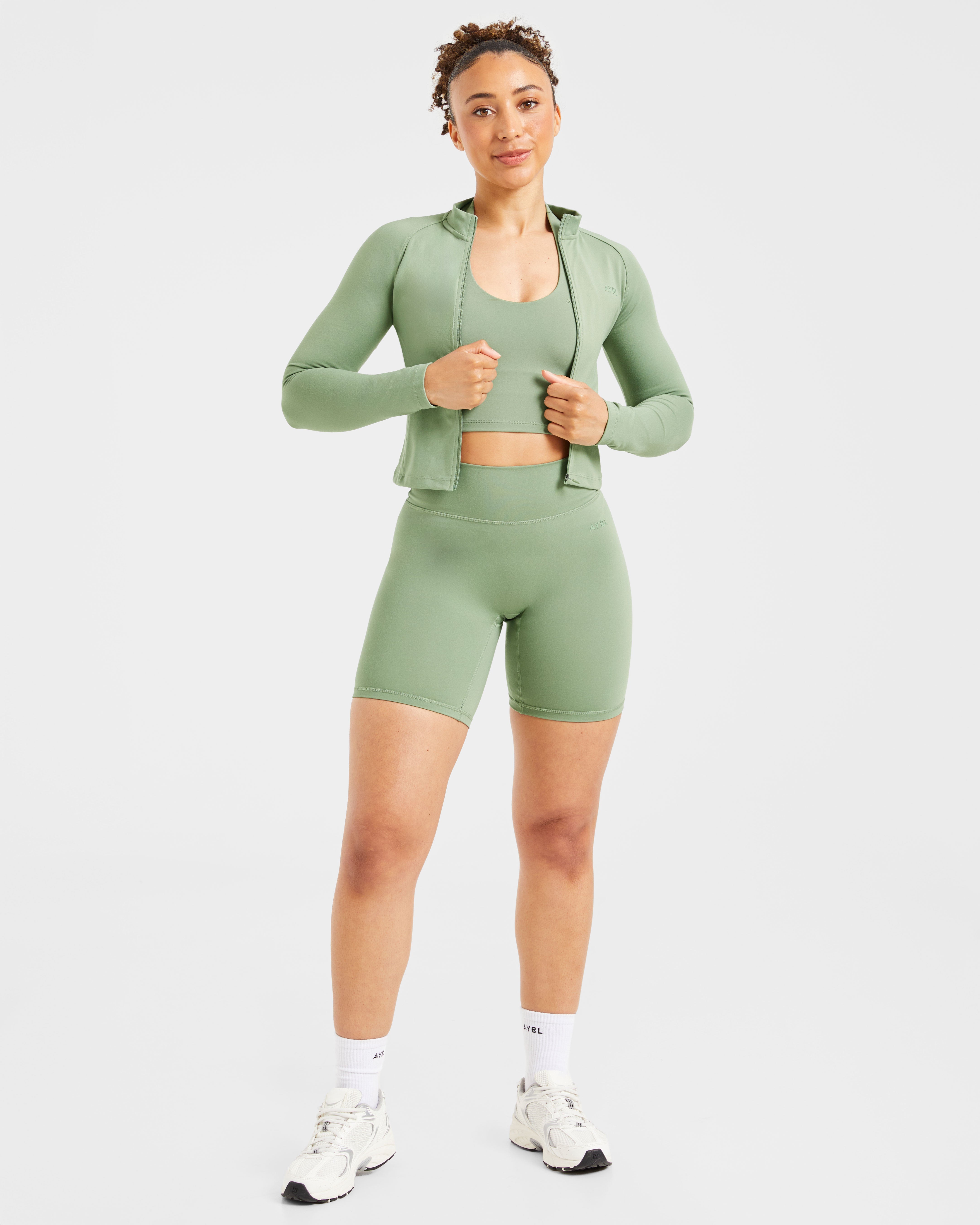 Staple Halterneck Crop Top - Olive Green