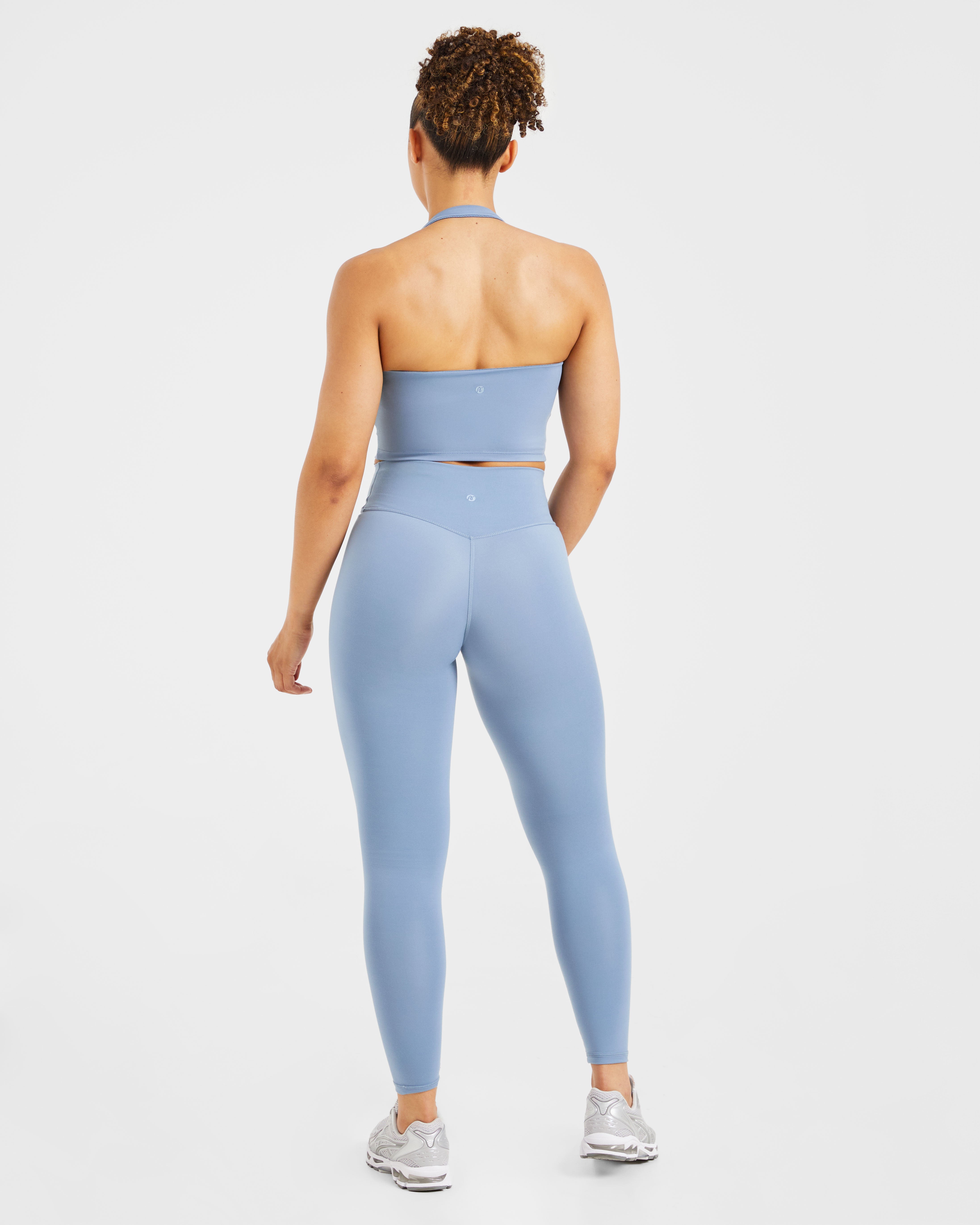 Staple Halterneck Crop Top - Slate Blue