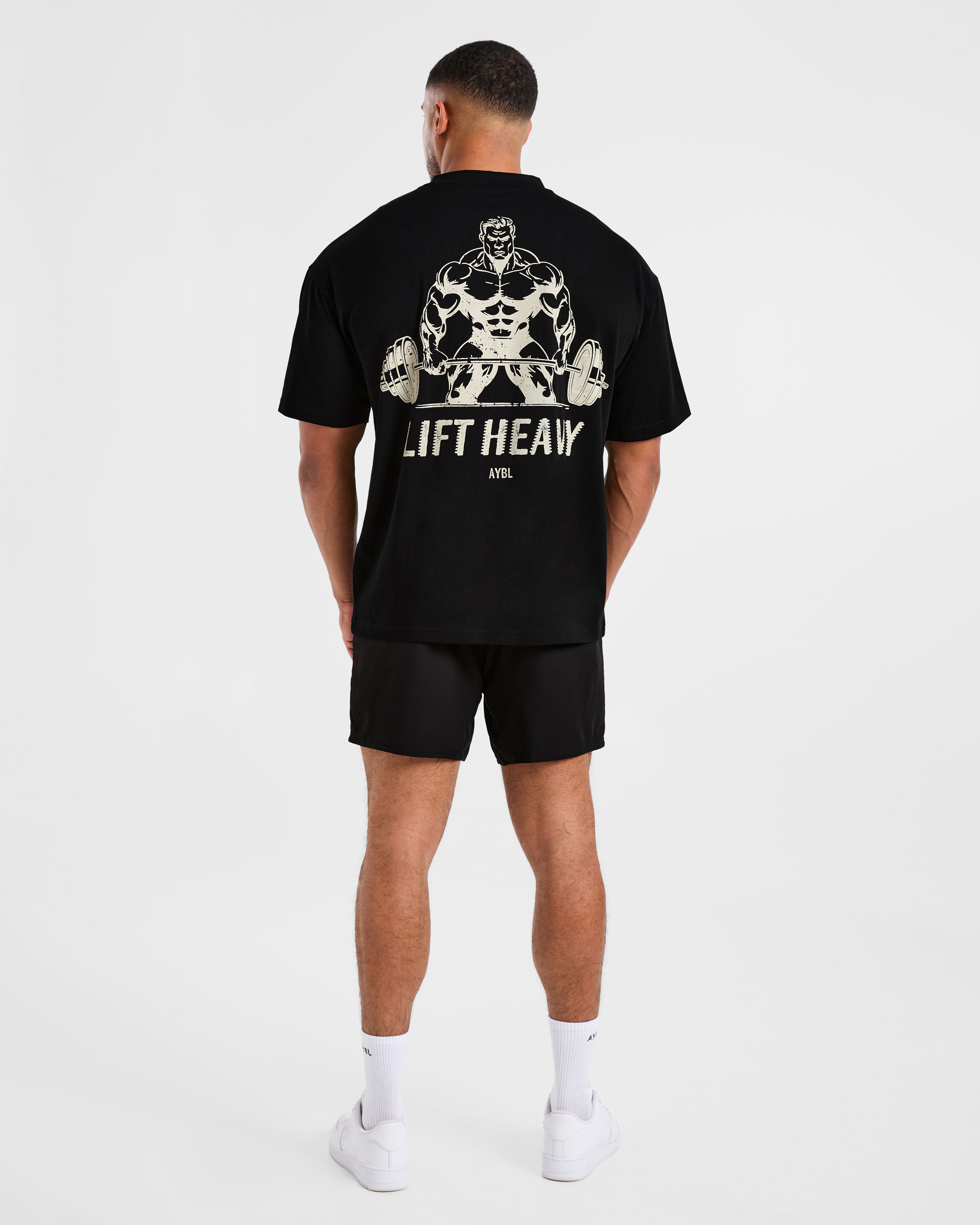 Lift Heavy Oversized T Shirt - Black/Off White