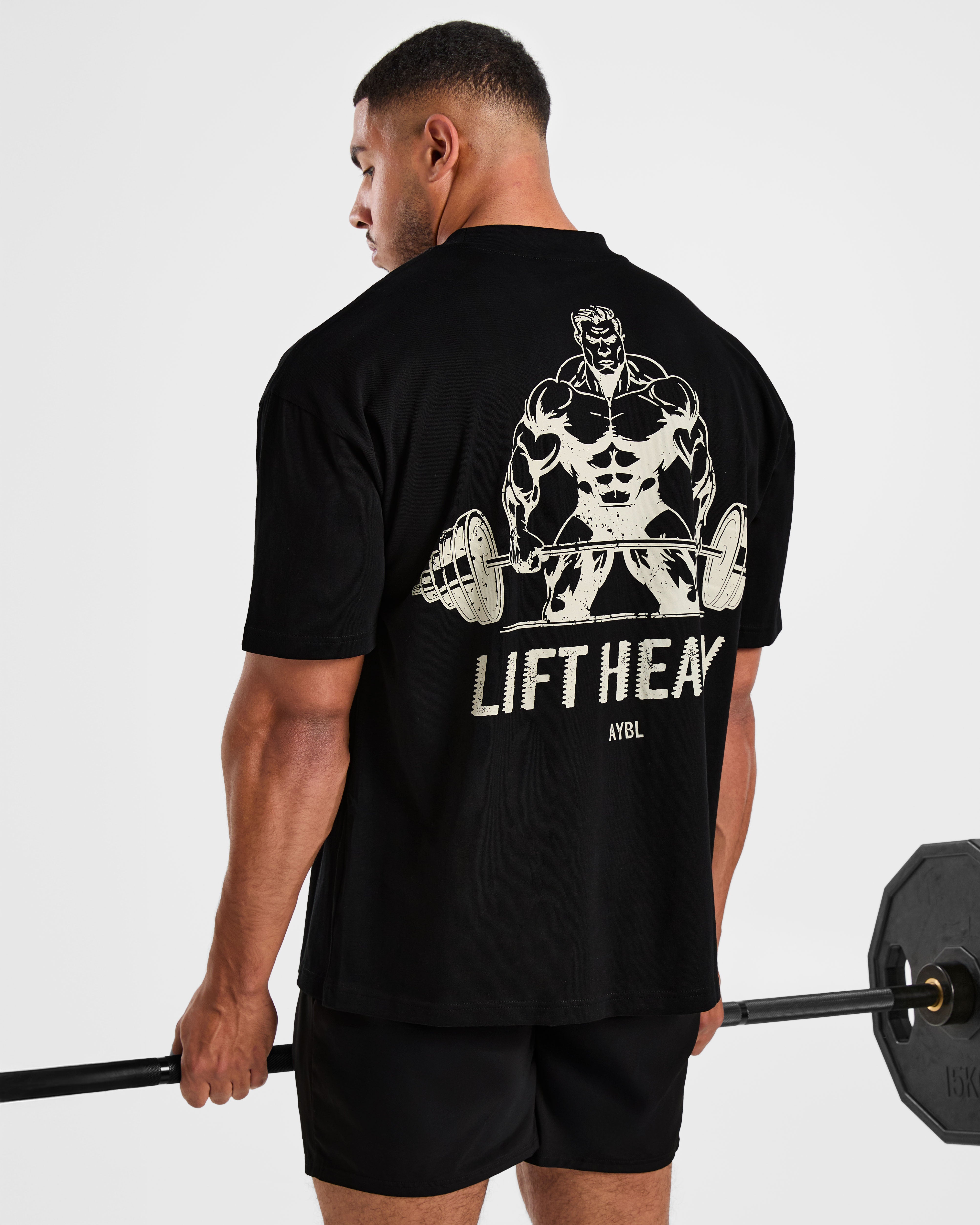Lift Heavy Oversized T Shirt - Black/Off White