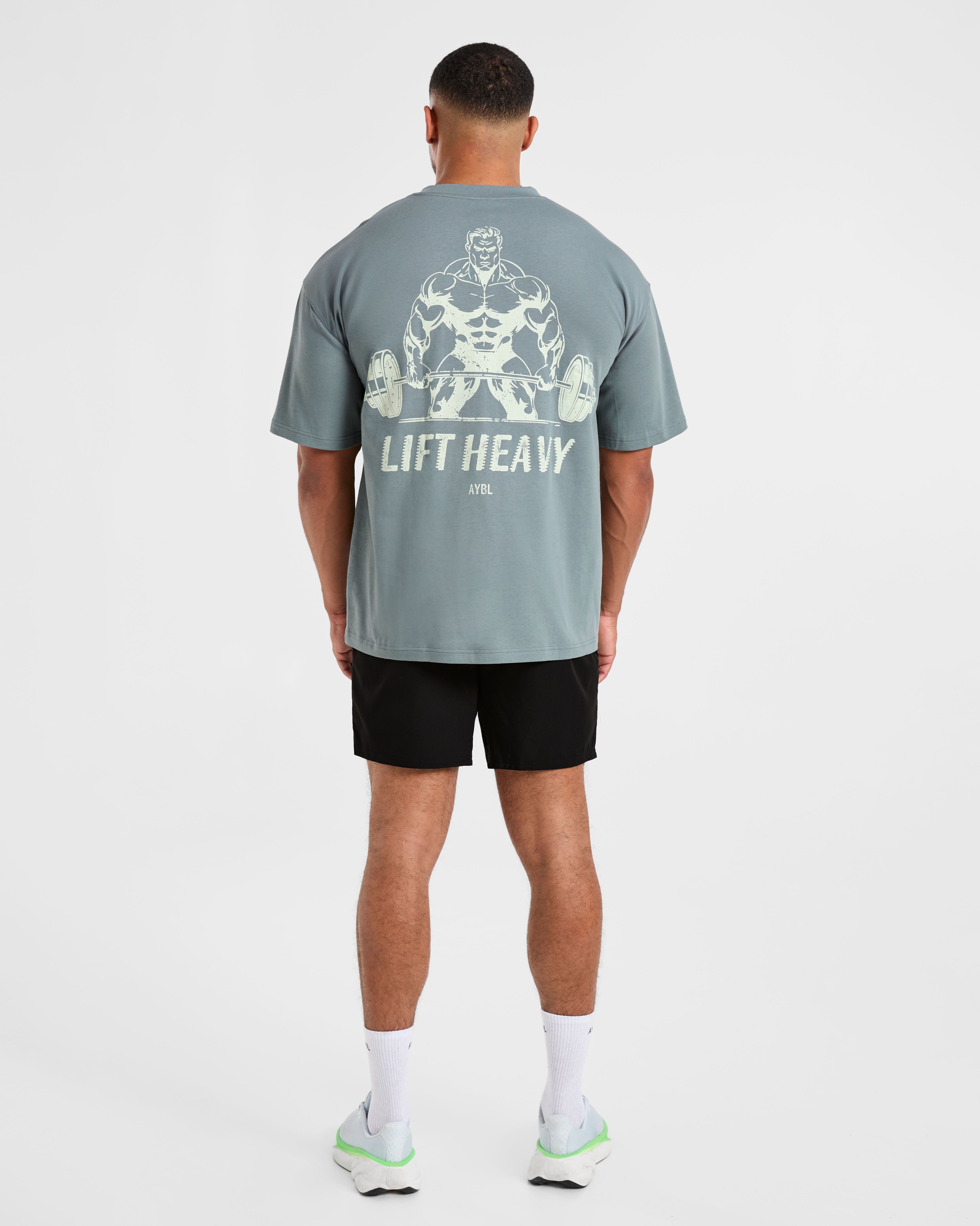 Lift Heavy Oversized T Shirt - Slate Blue
