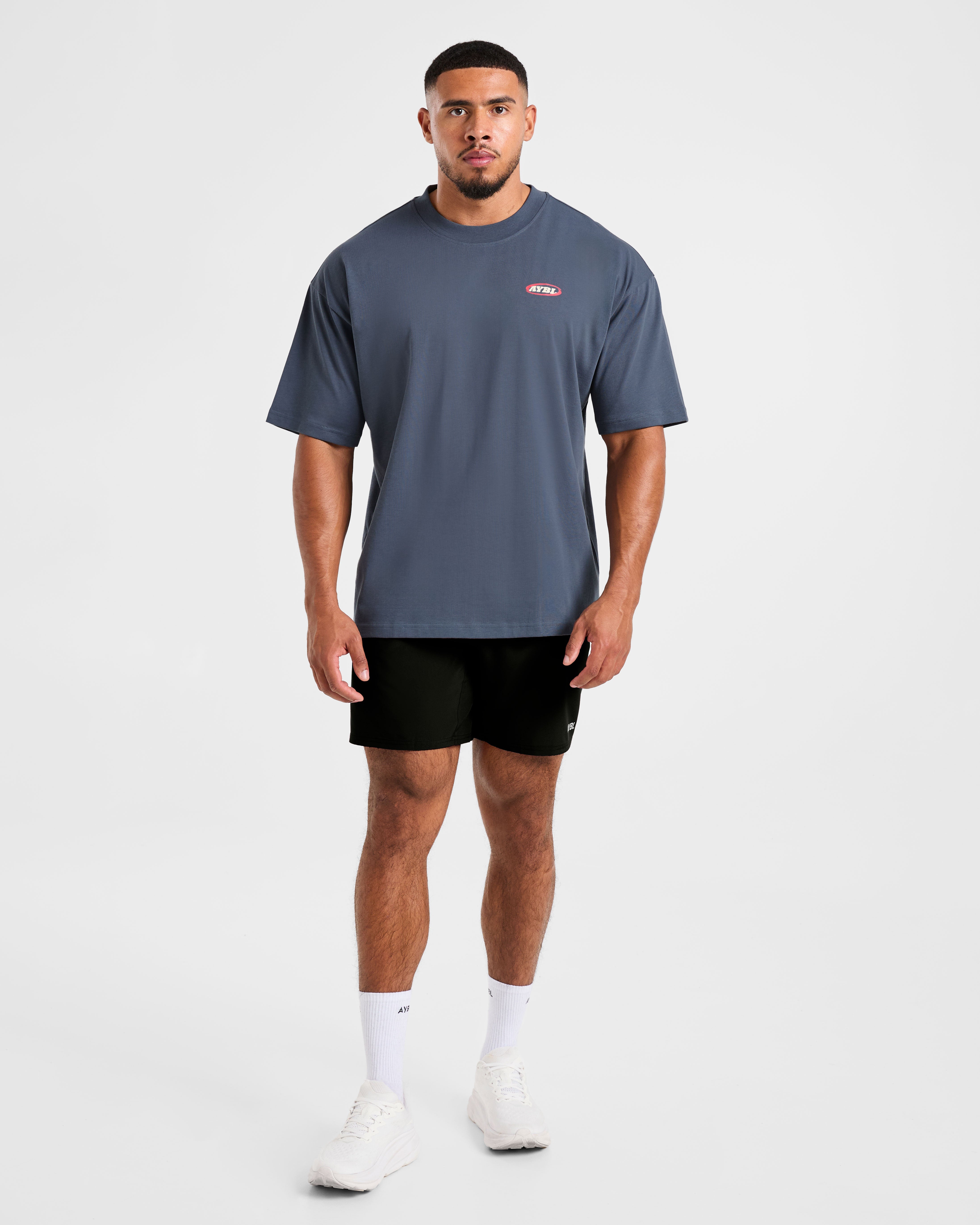 Athletics Script Oversized T Shirt - Vintage Blue