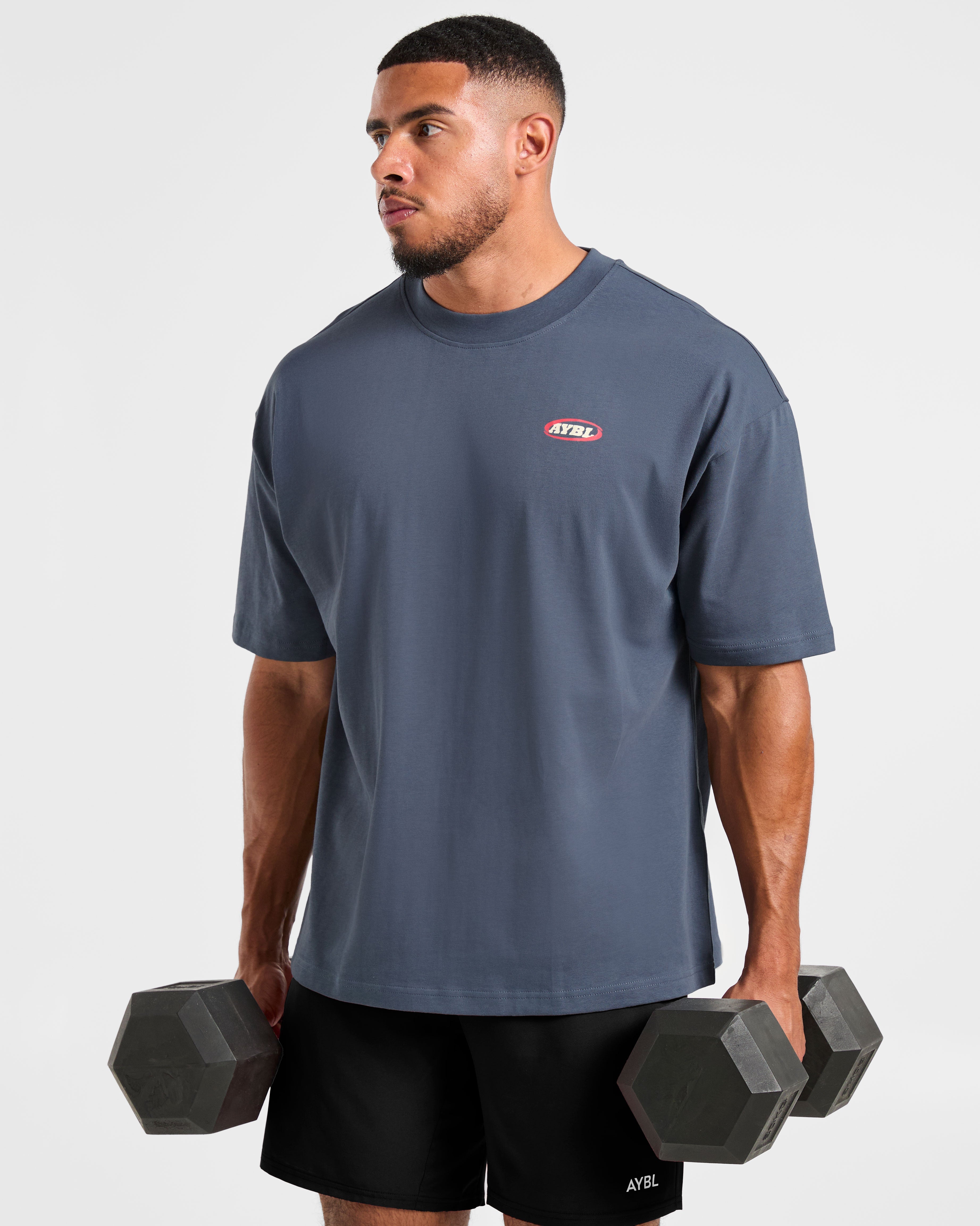 Athletics Script Oversized T Shirt - Vintage Blue