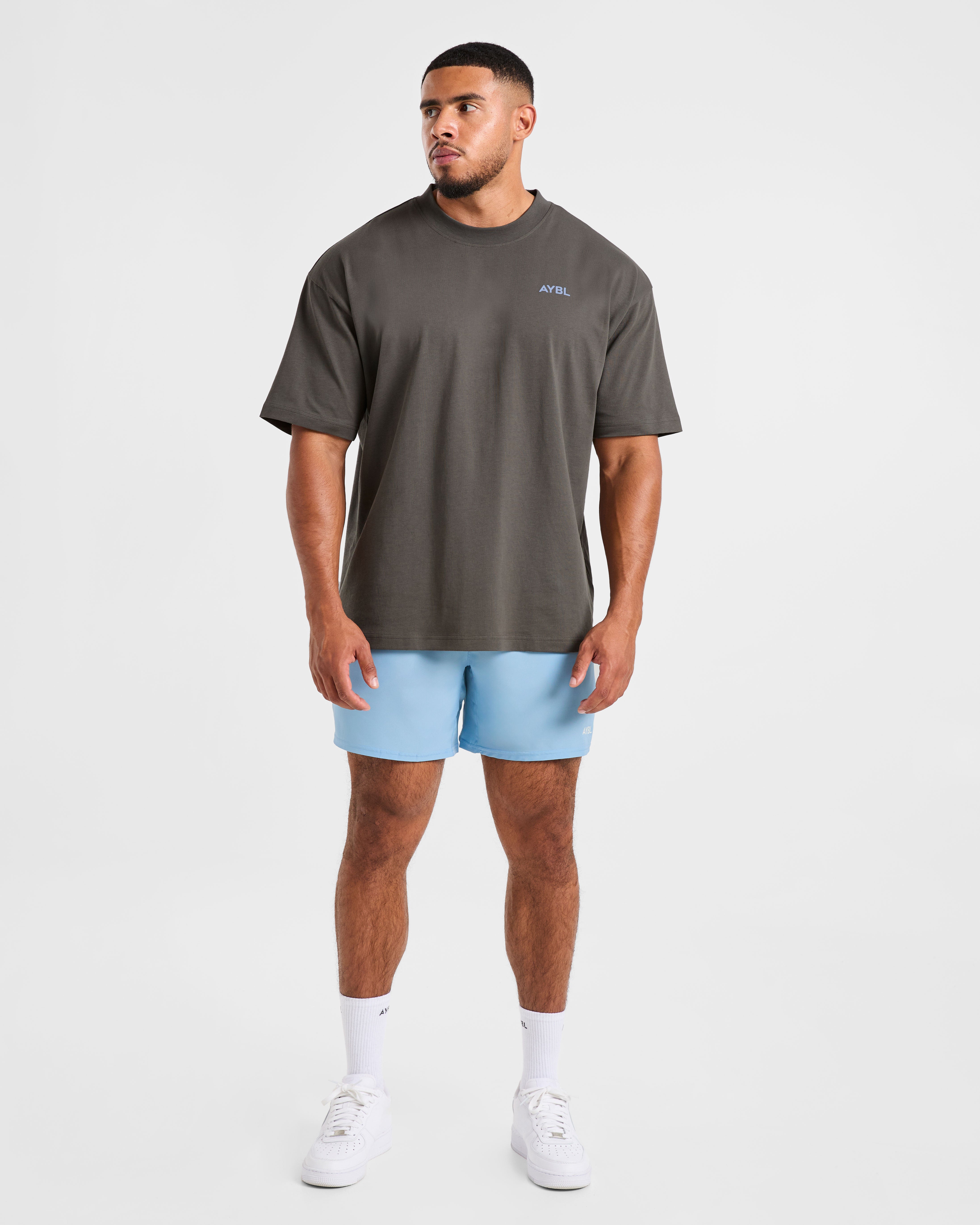 Essential Oversized T Shirt - Charcoal/Cornflower Blue