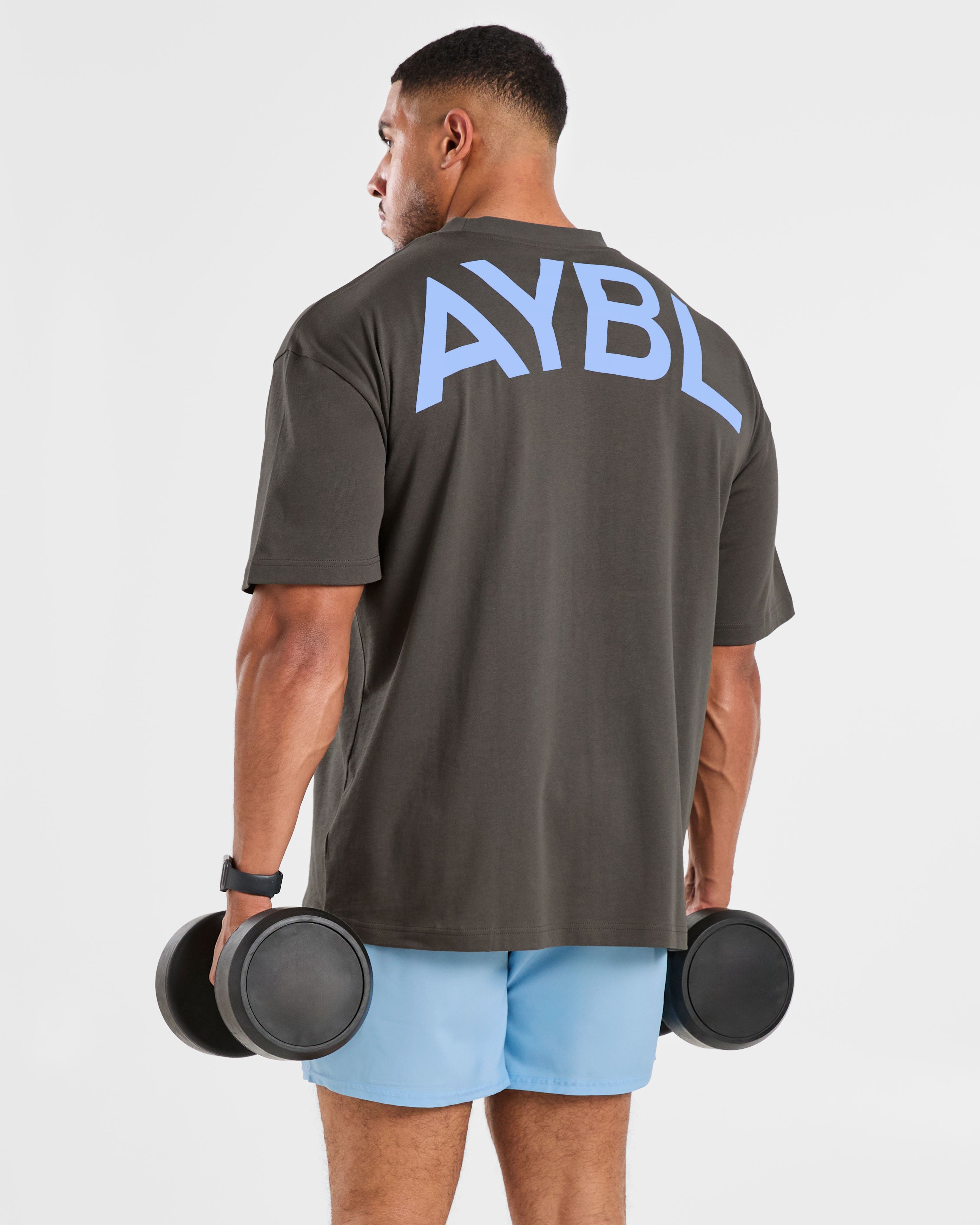 Essential Oversized T Shirt - Charcoal/Cornflower Blue