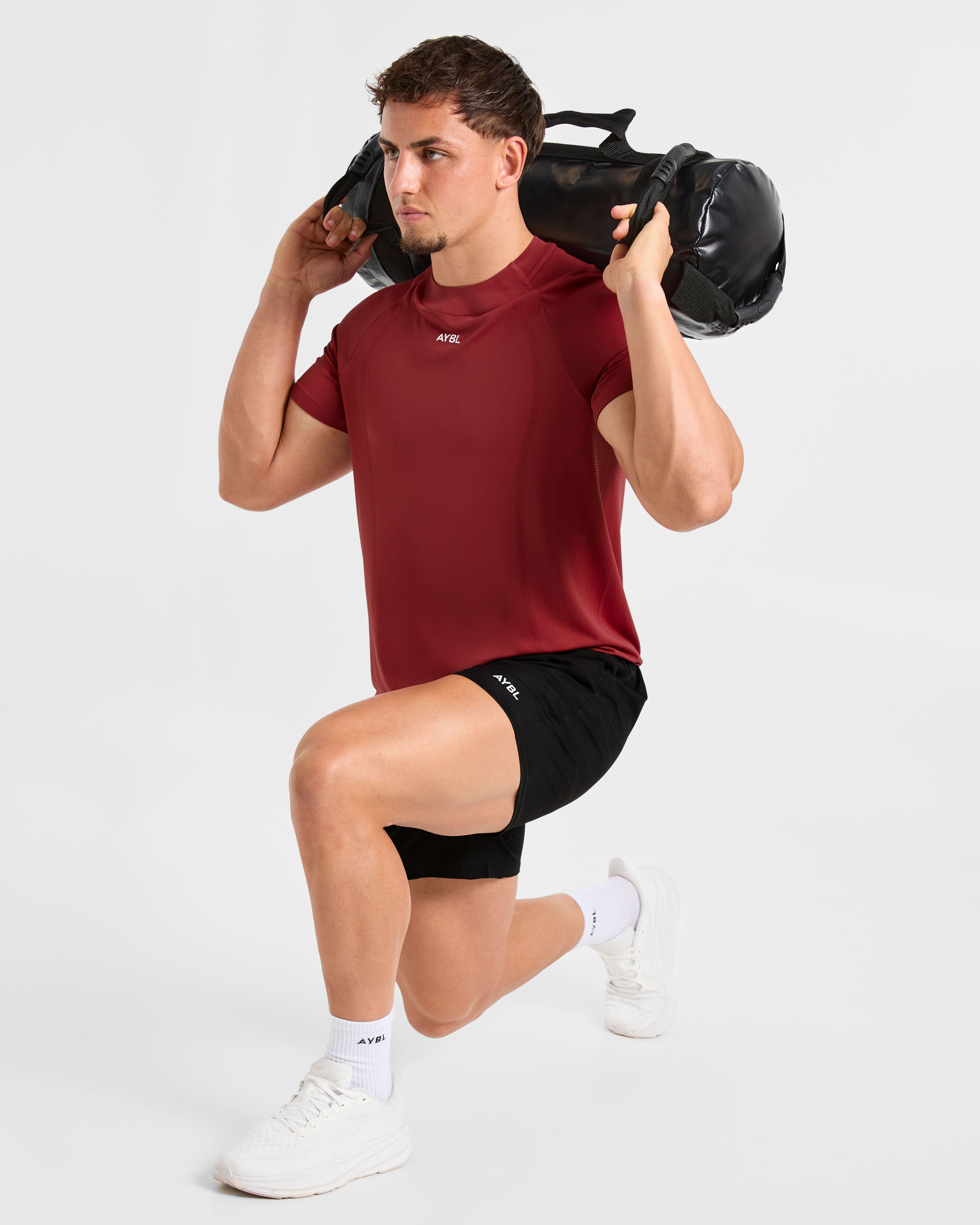 Attain Seamless T Shirt - Maroon Red