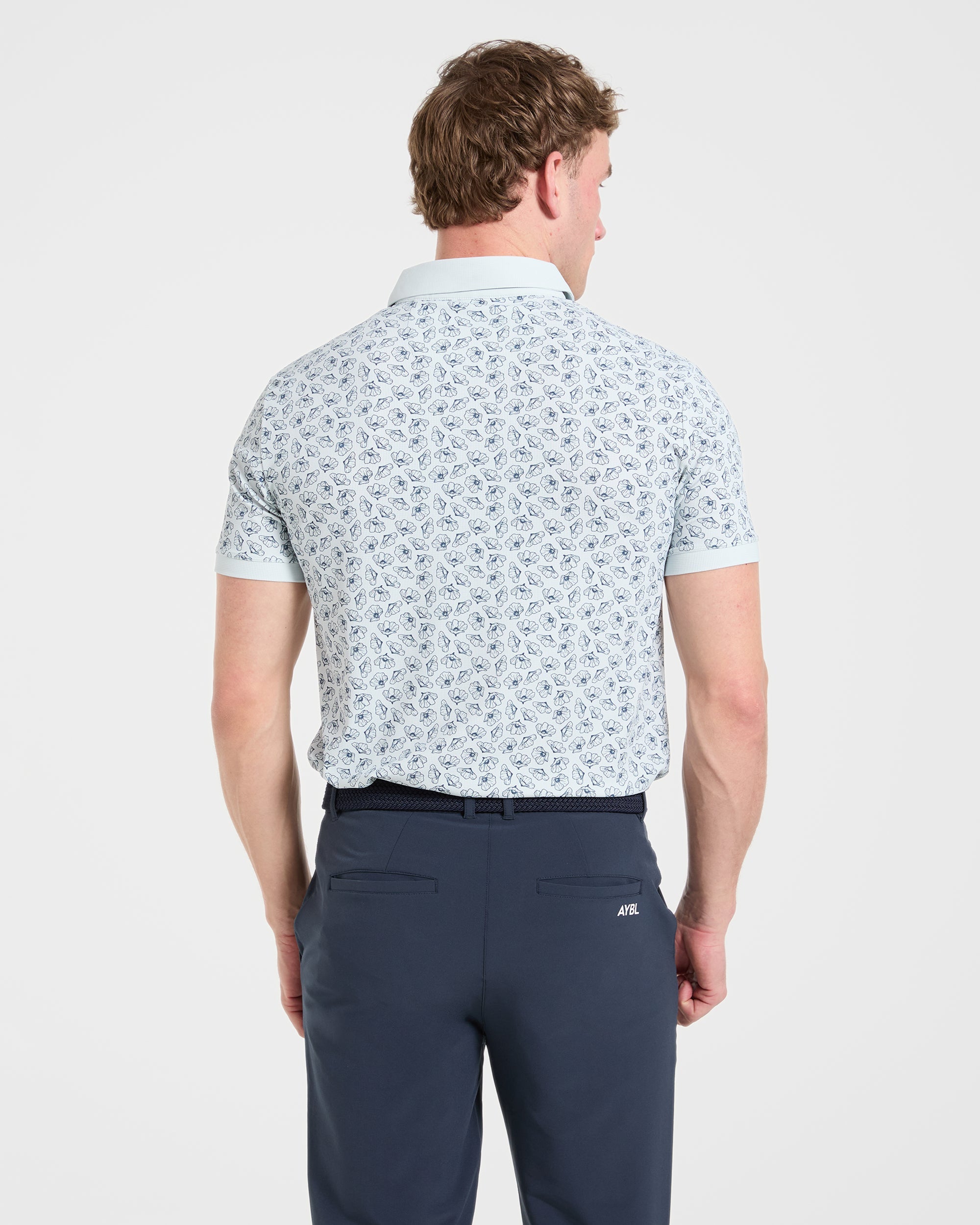 Precision Camellias Polo - Ice Blue