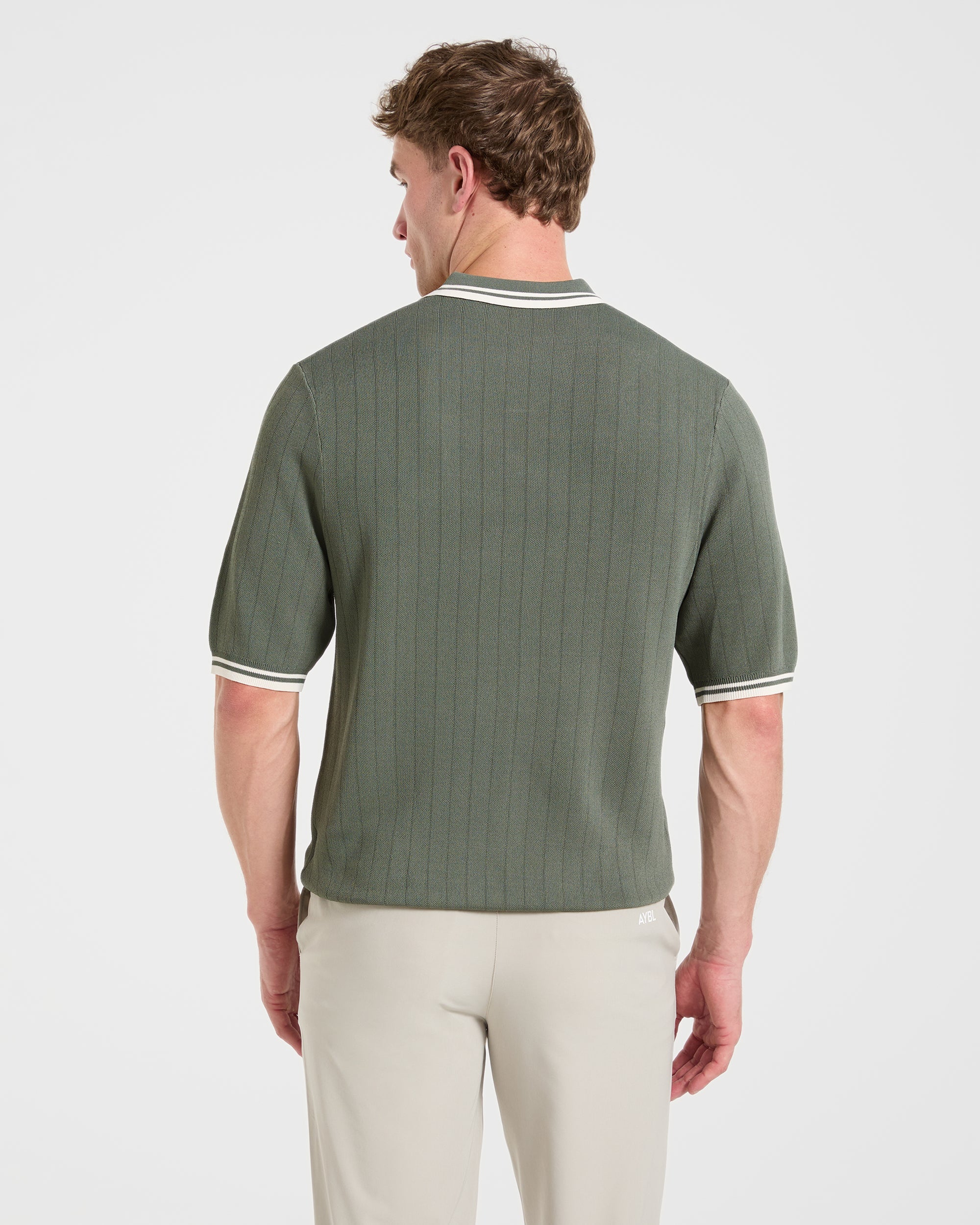 Classic Knitted Polo - Hillside Green
