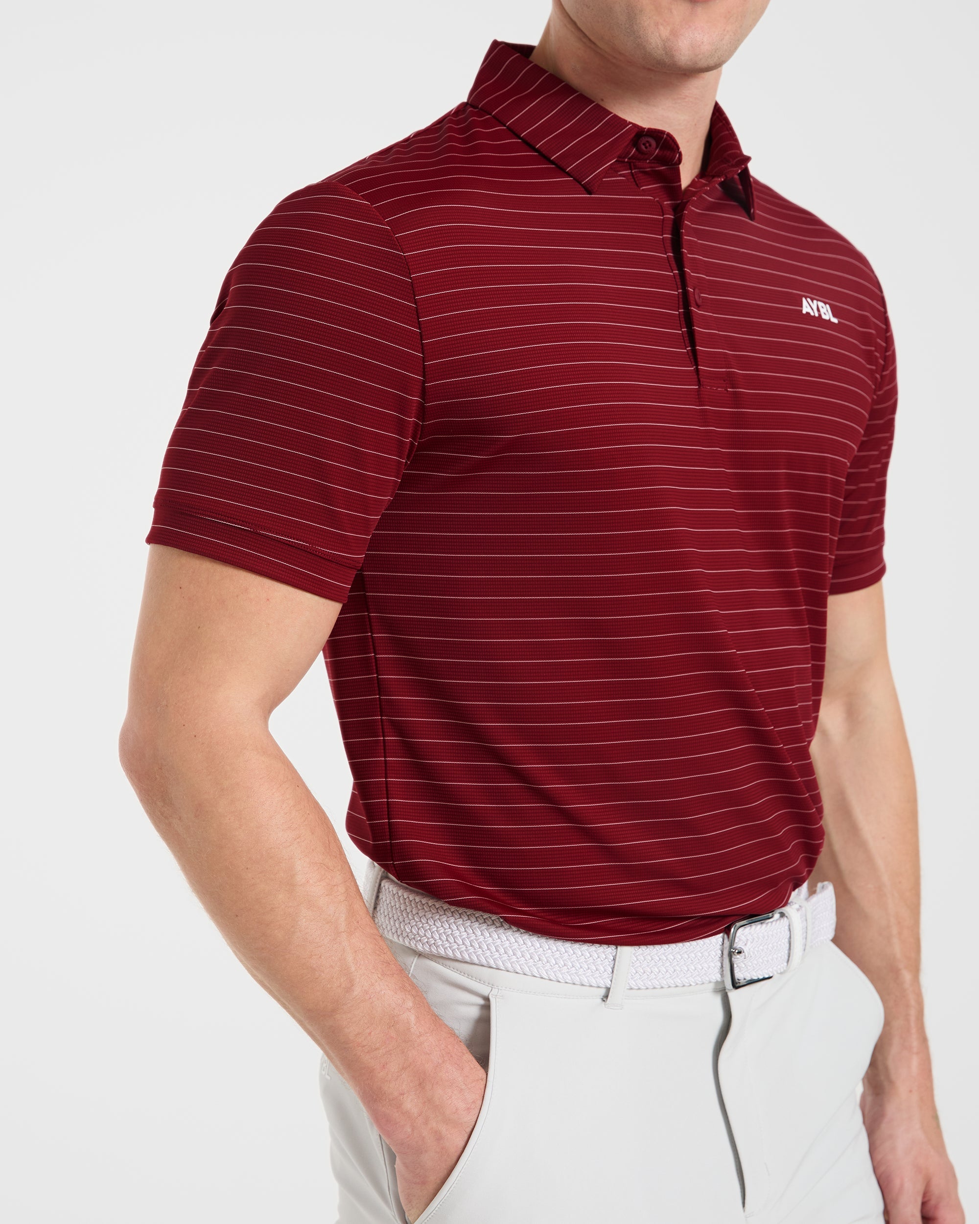 Classic Stripe Polo - Burgundy Red