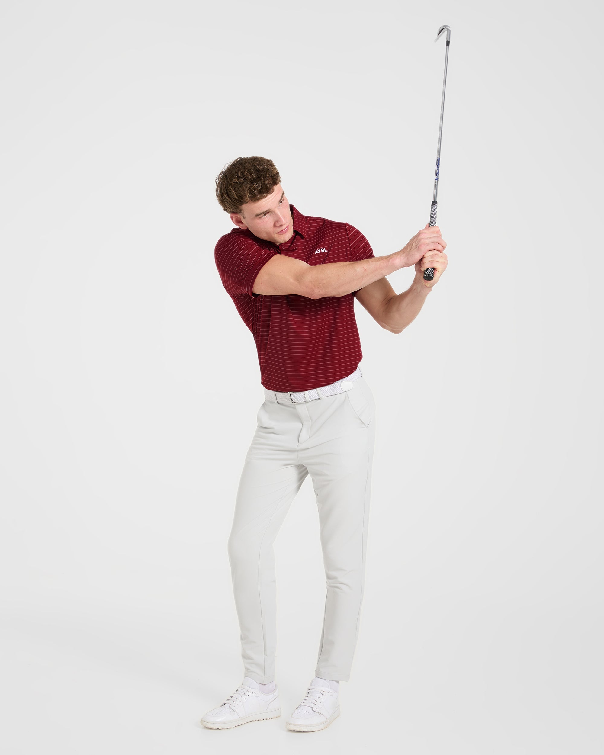 Classic Stripe Polo - Burgundy Red