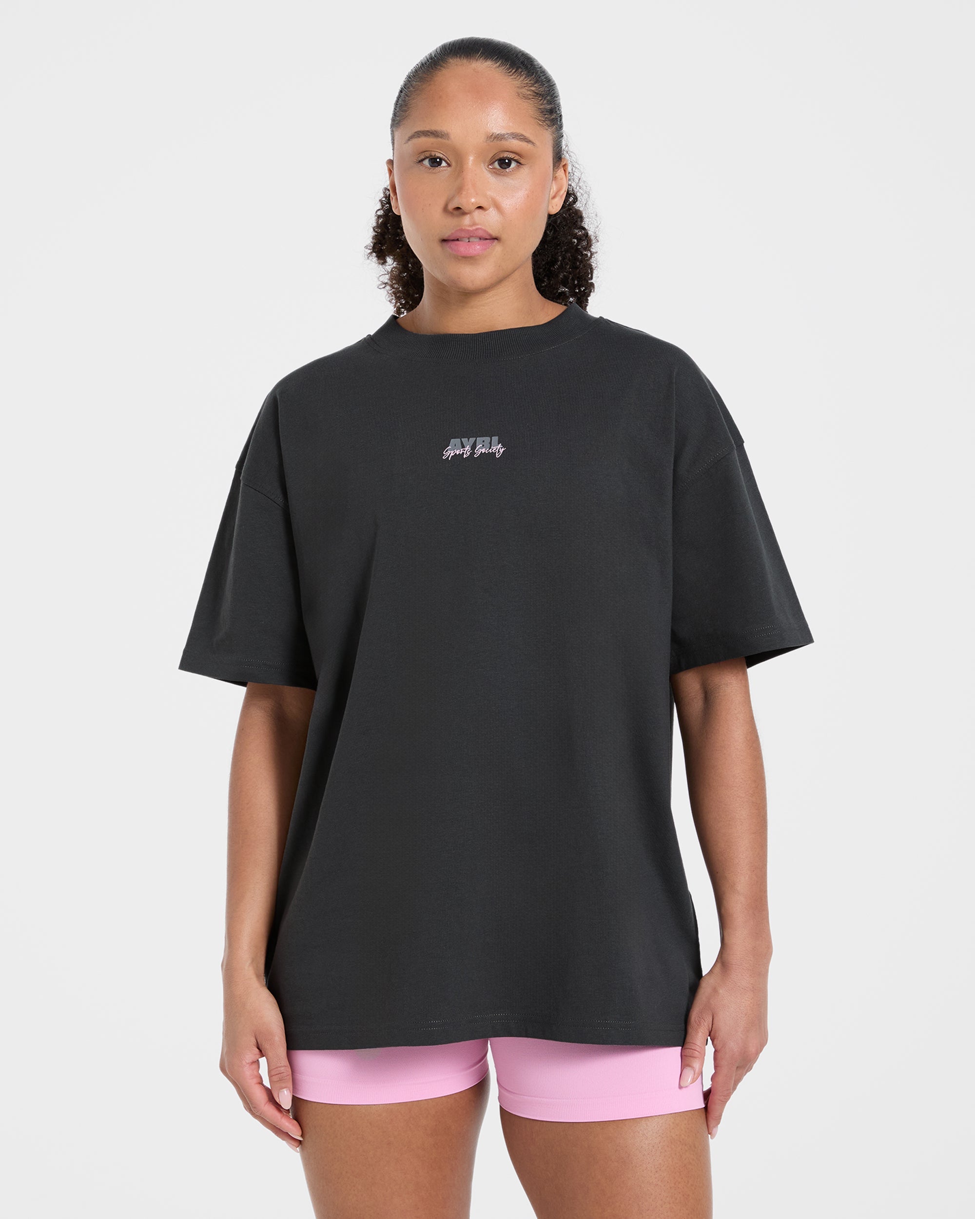 AYBL Sports Society Oversized T Shirt - Charcoal