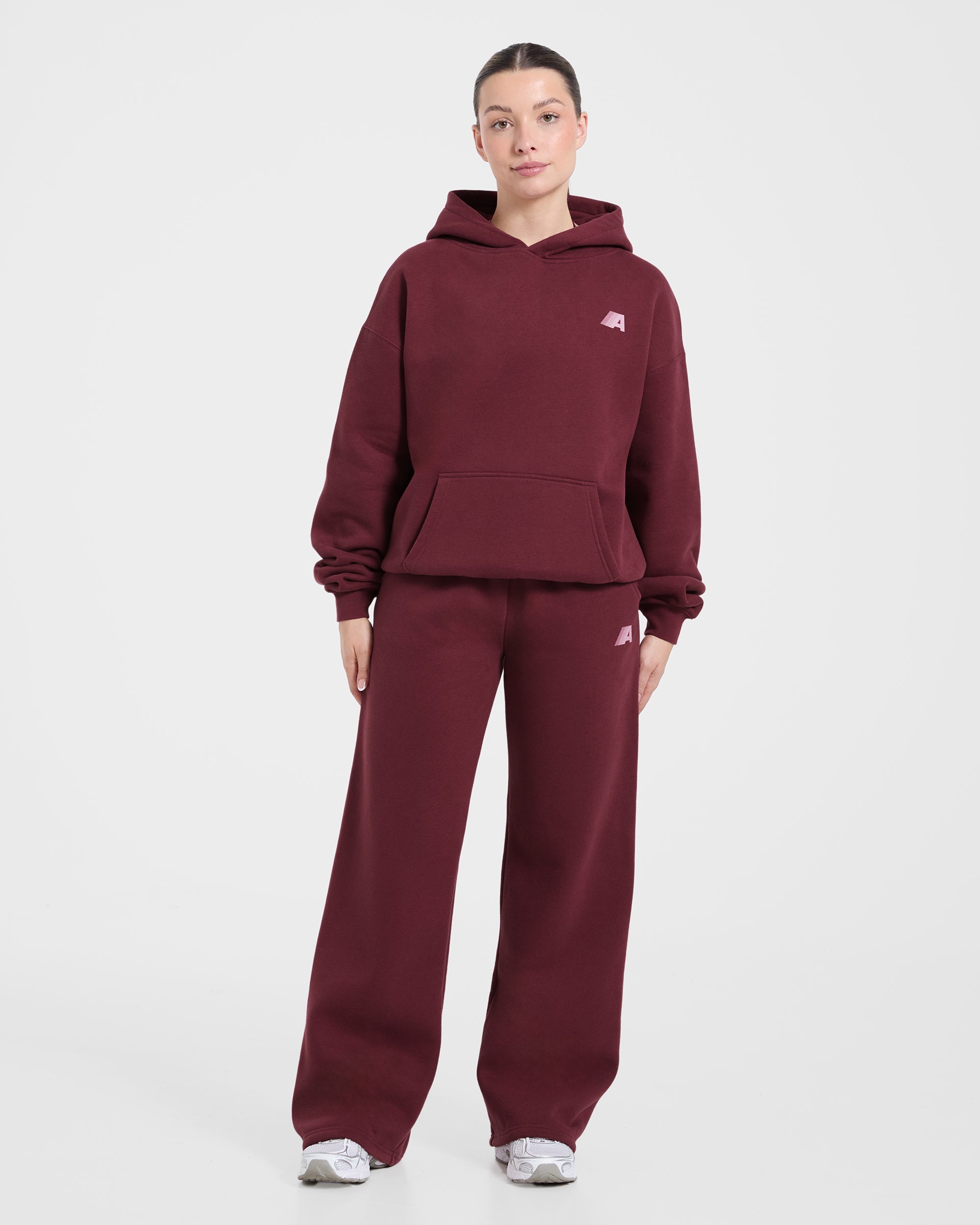 Retro Athletics Oversized Hoodie - Deep Raspberry/Pink