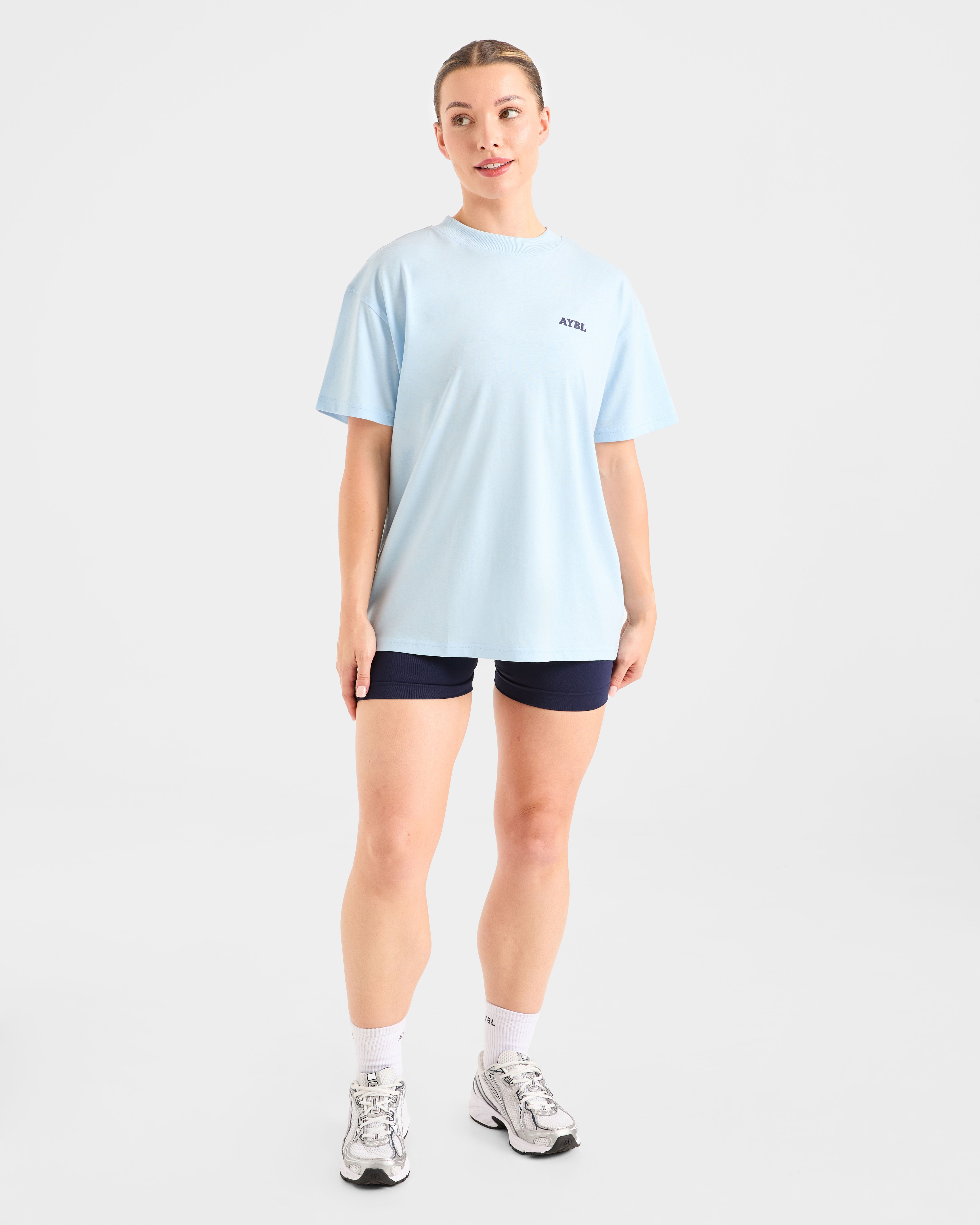 Sports Club Wavy Oversized T Shirt - Blue/Navy