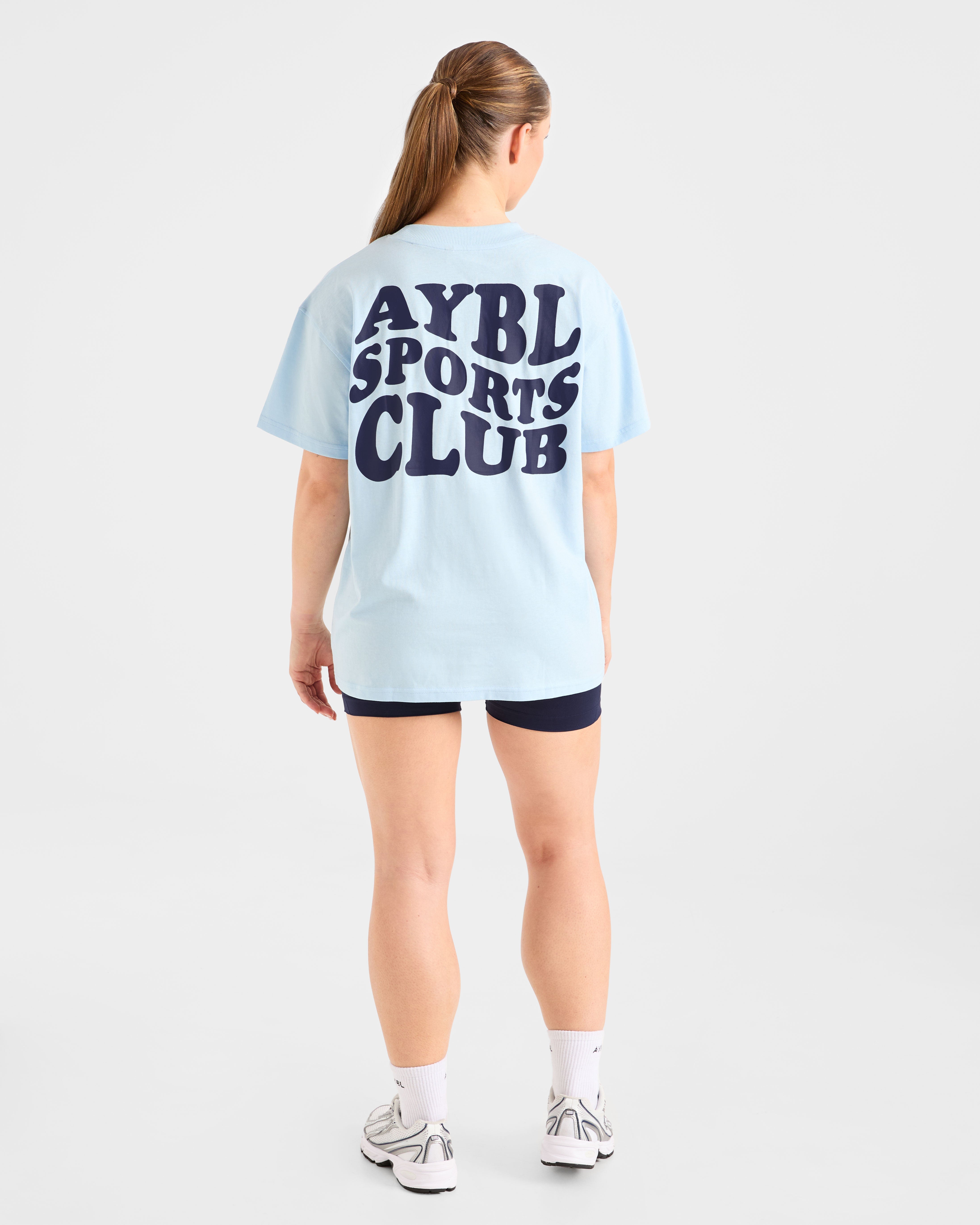 Sports Club Wavy Oversized T Shirt - Blue/Navy