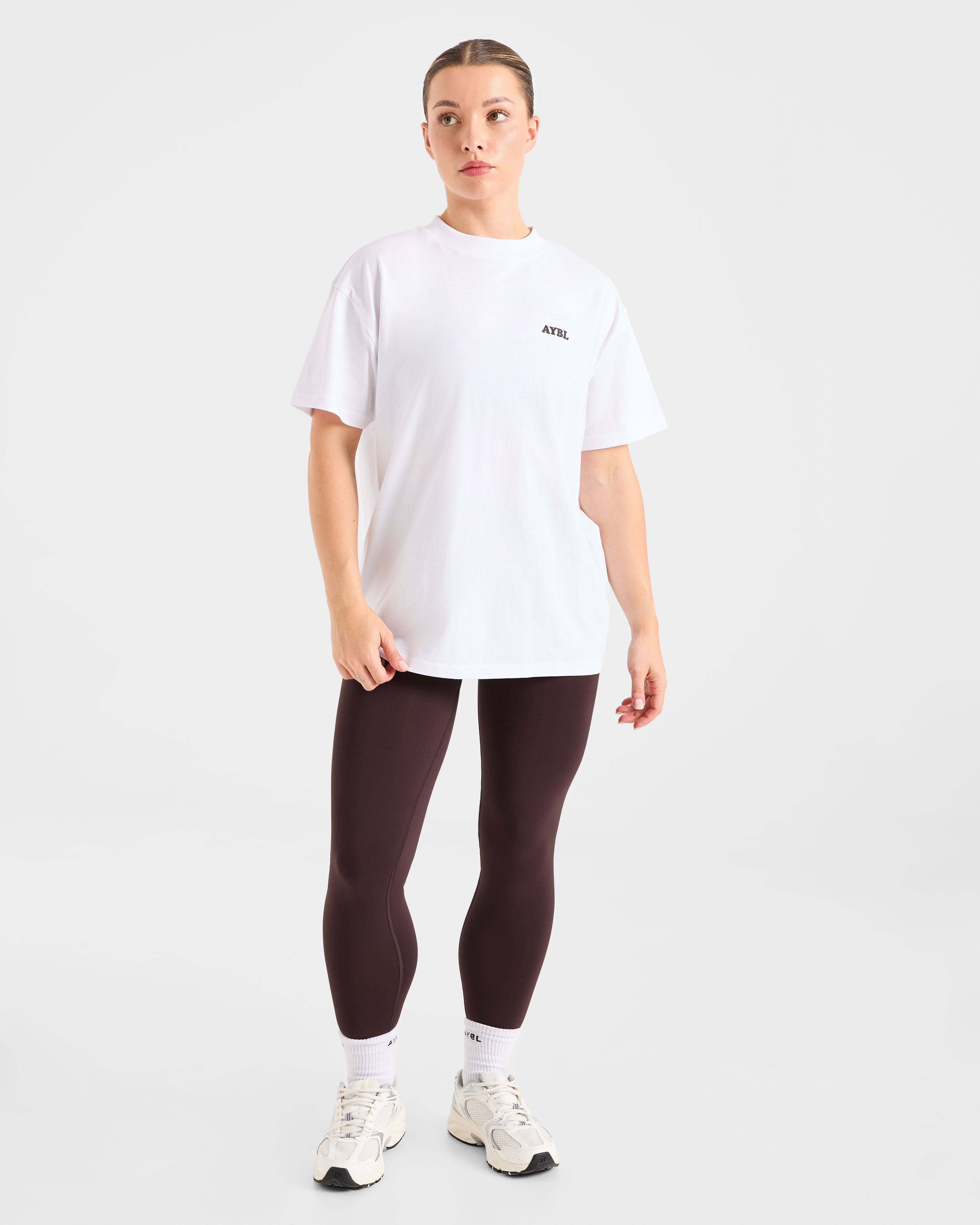 Sports Club Wavy Oversized T Shirt - White/Cocoa Brown