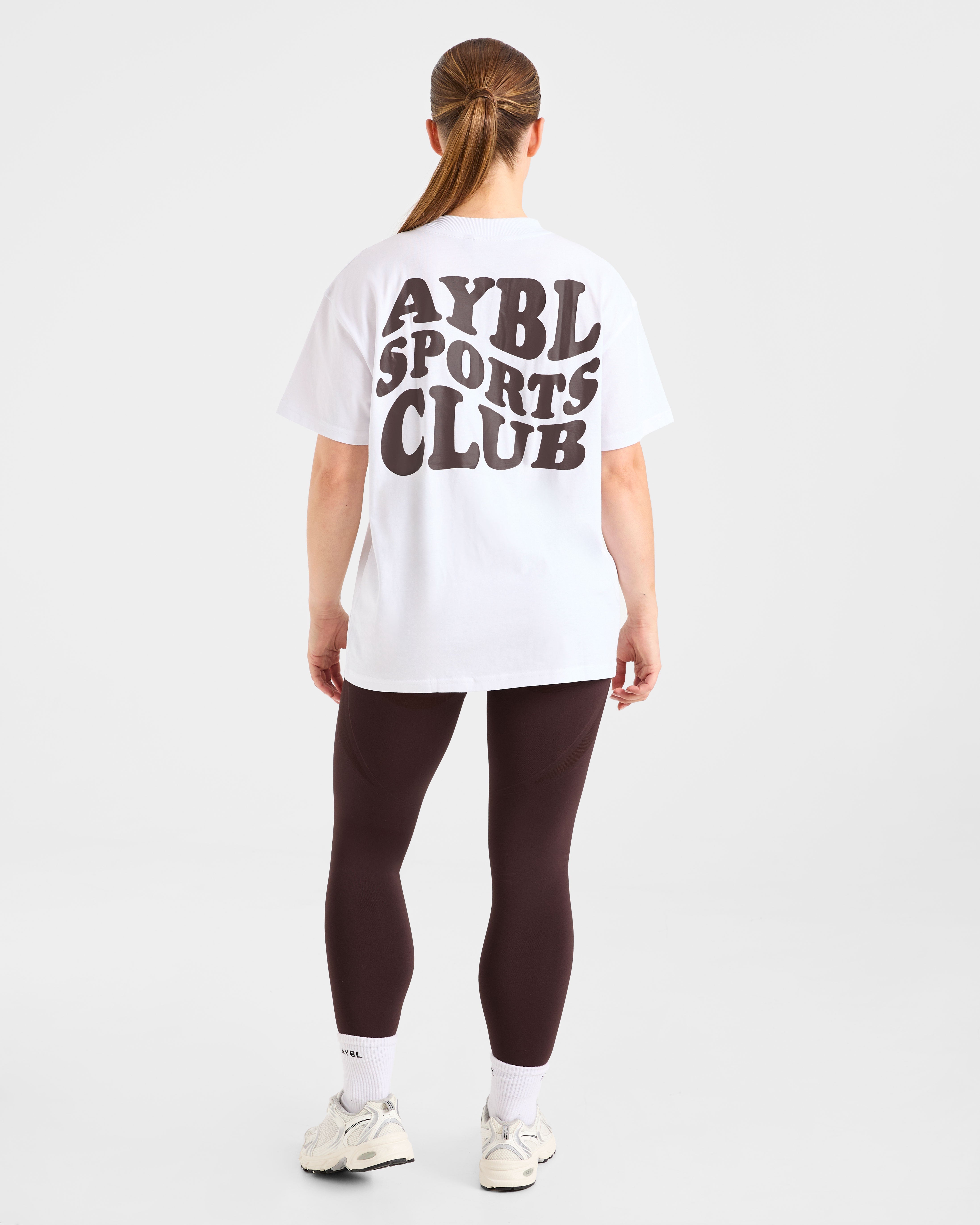 Sports Club Wavy Oversized T Shirt - White/Cocoa Brown