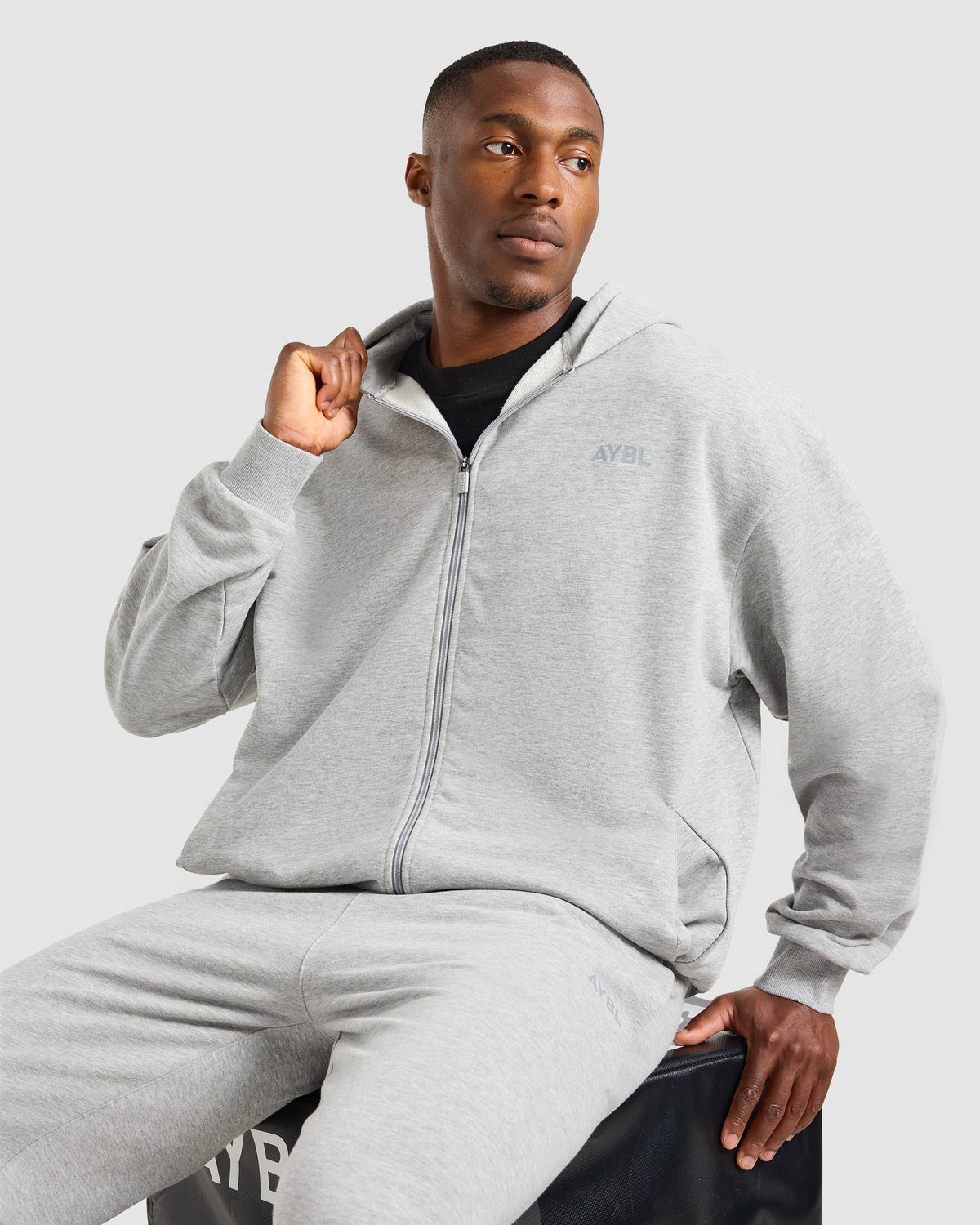 Craft Oversized Zip Up Hoodie - Mid Marl Grey