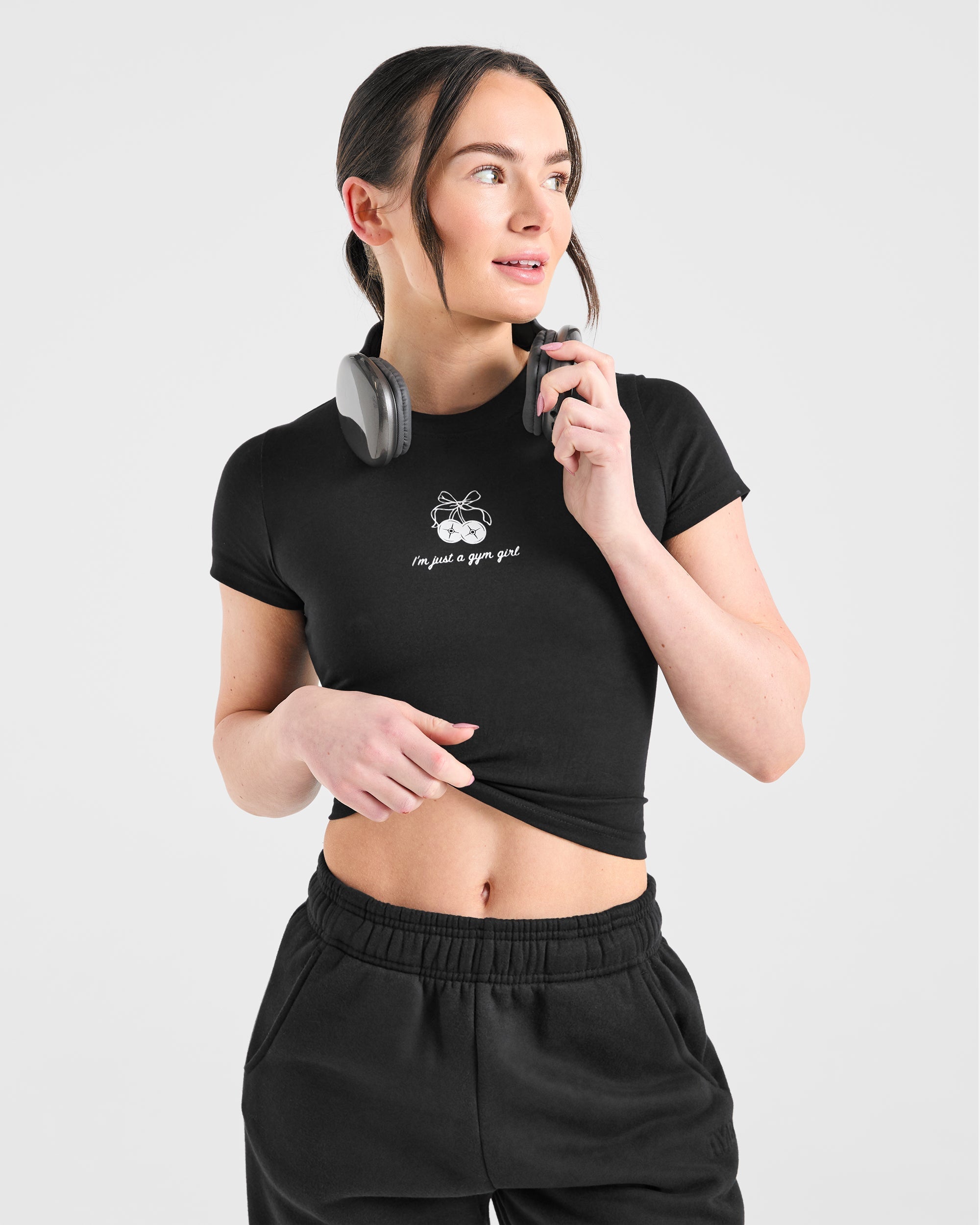 Image 7 from Just a Gym Girl Baby Tee - Black