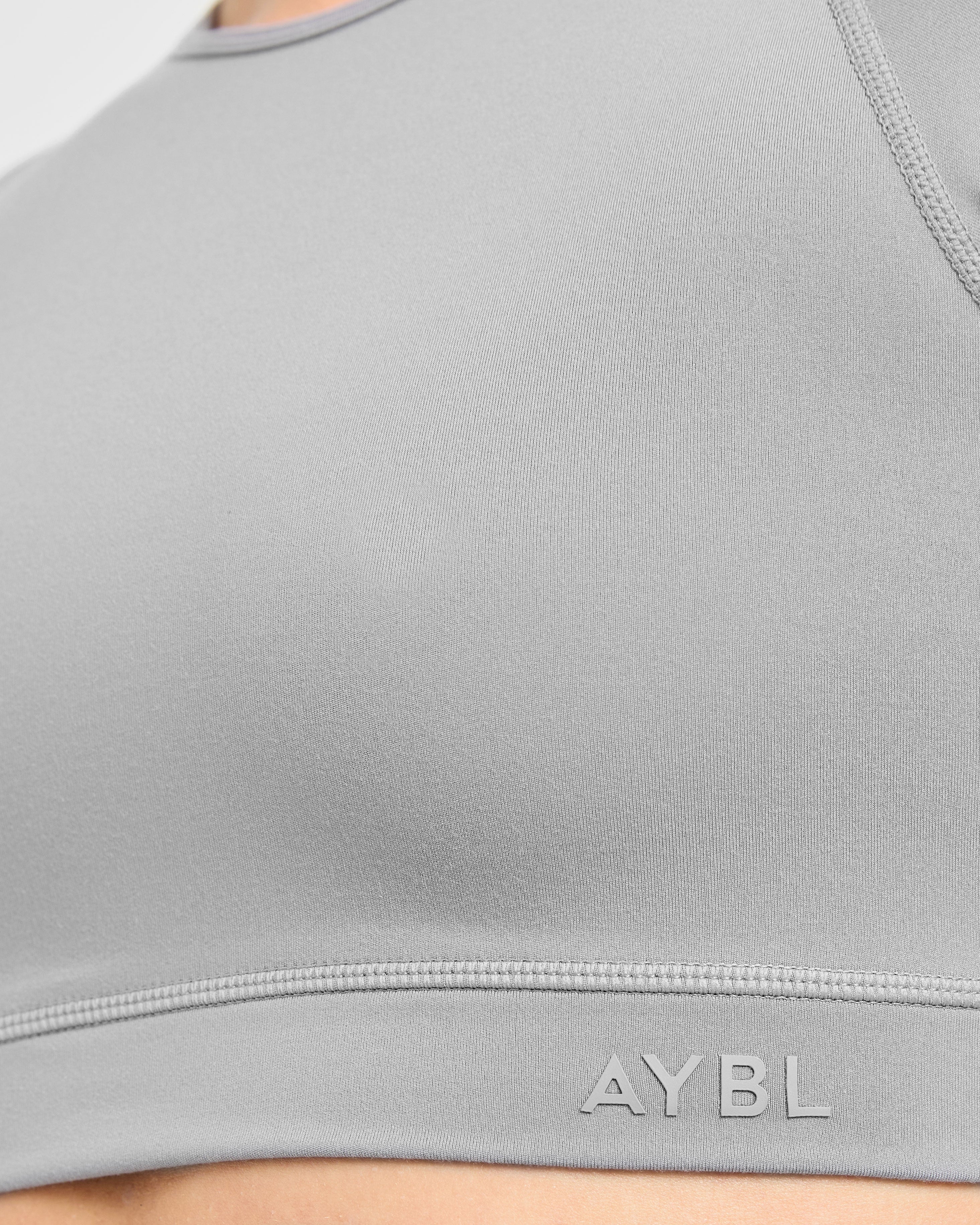 Staple Long Sleeve Crop Top - Grey