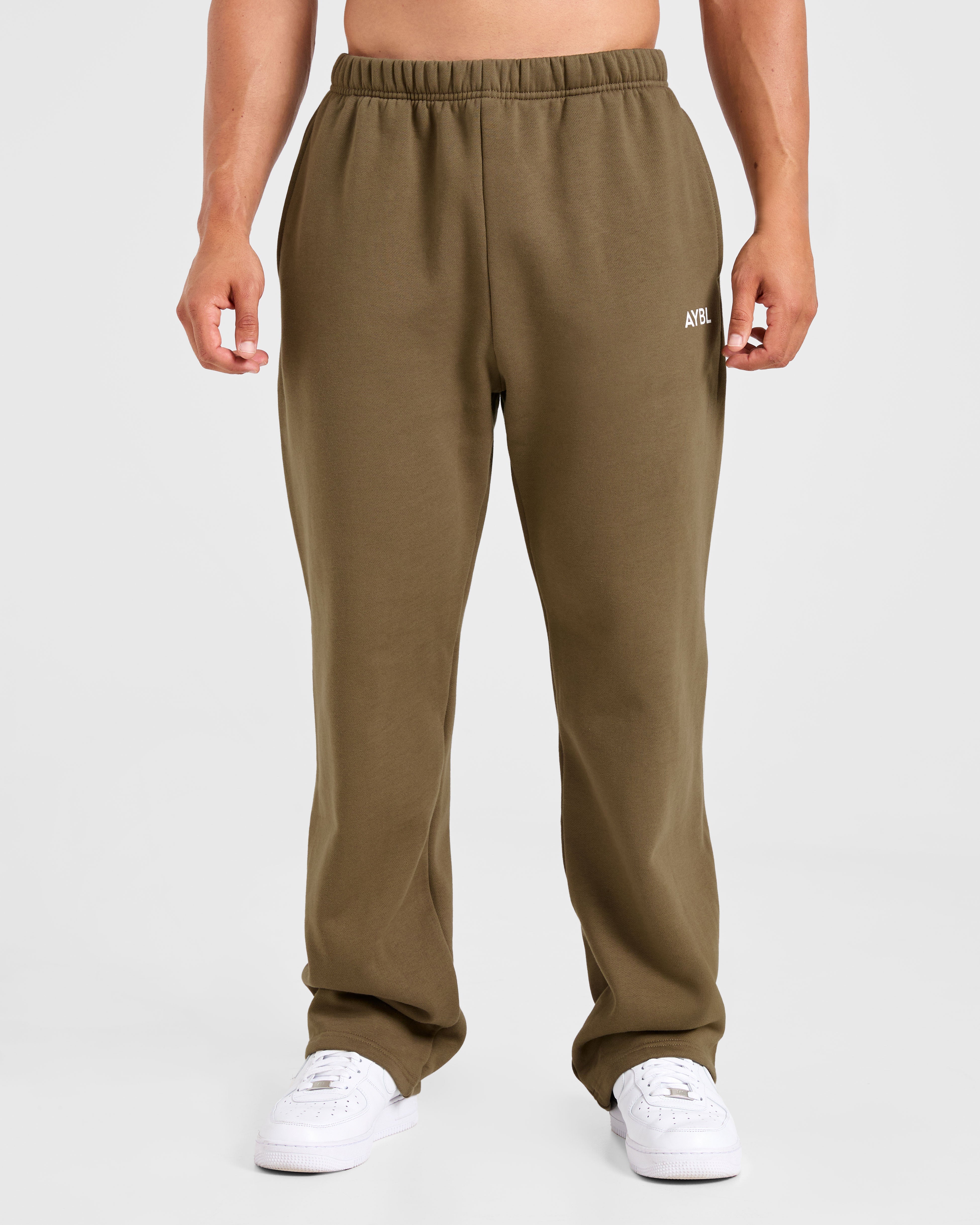 Essential Oversized Straight Leg Joggers- Olive Green