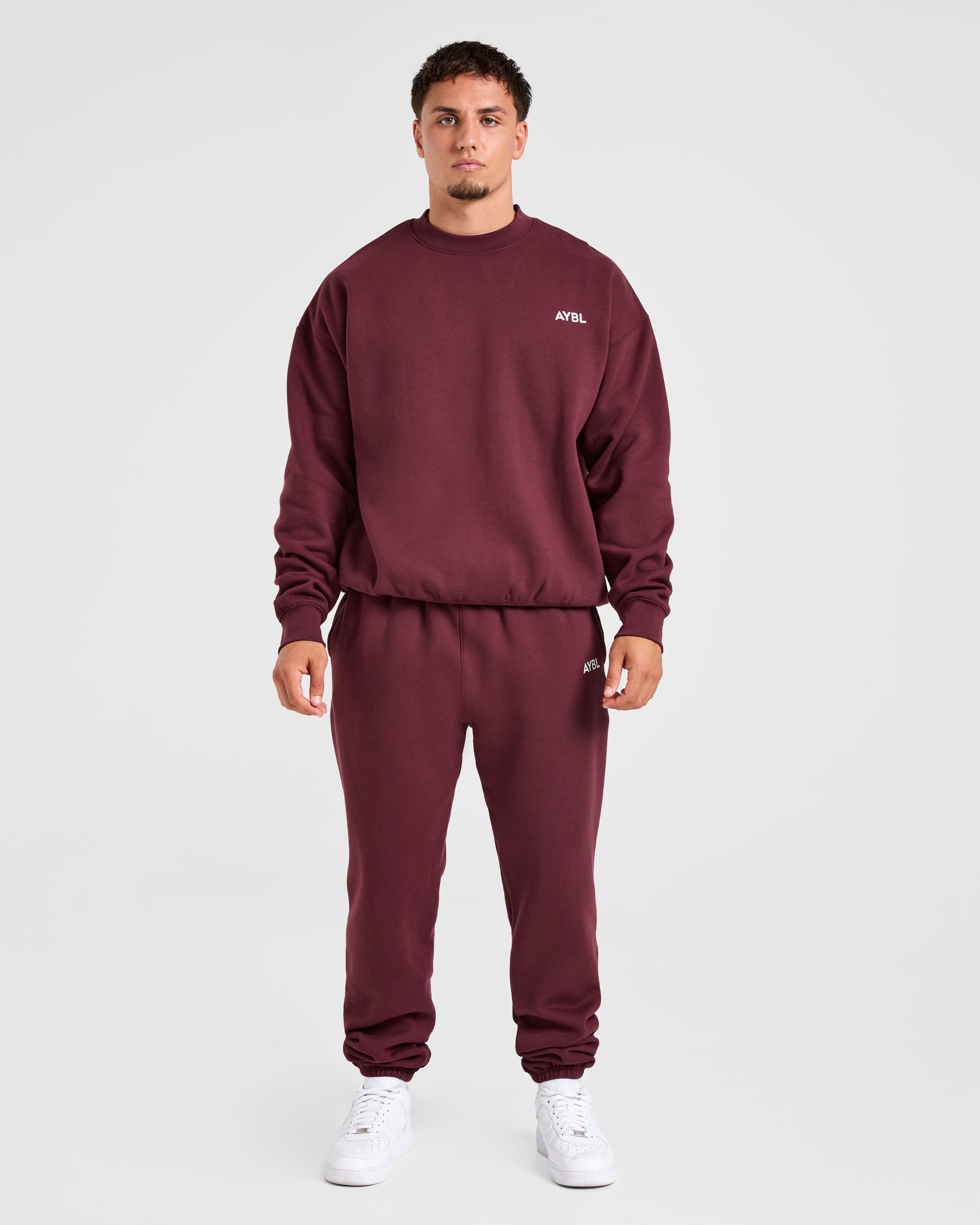 Essential Oversized Joggers- Burgundy Red