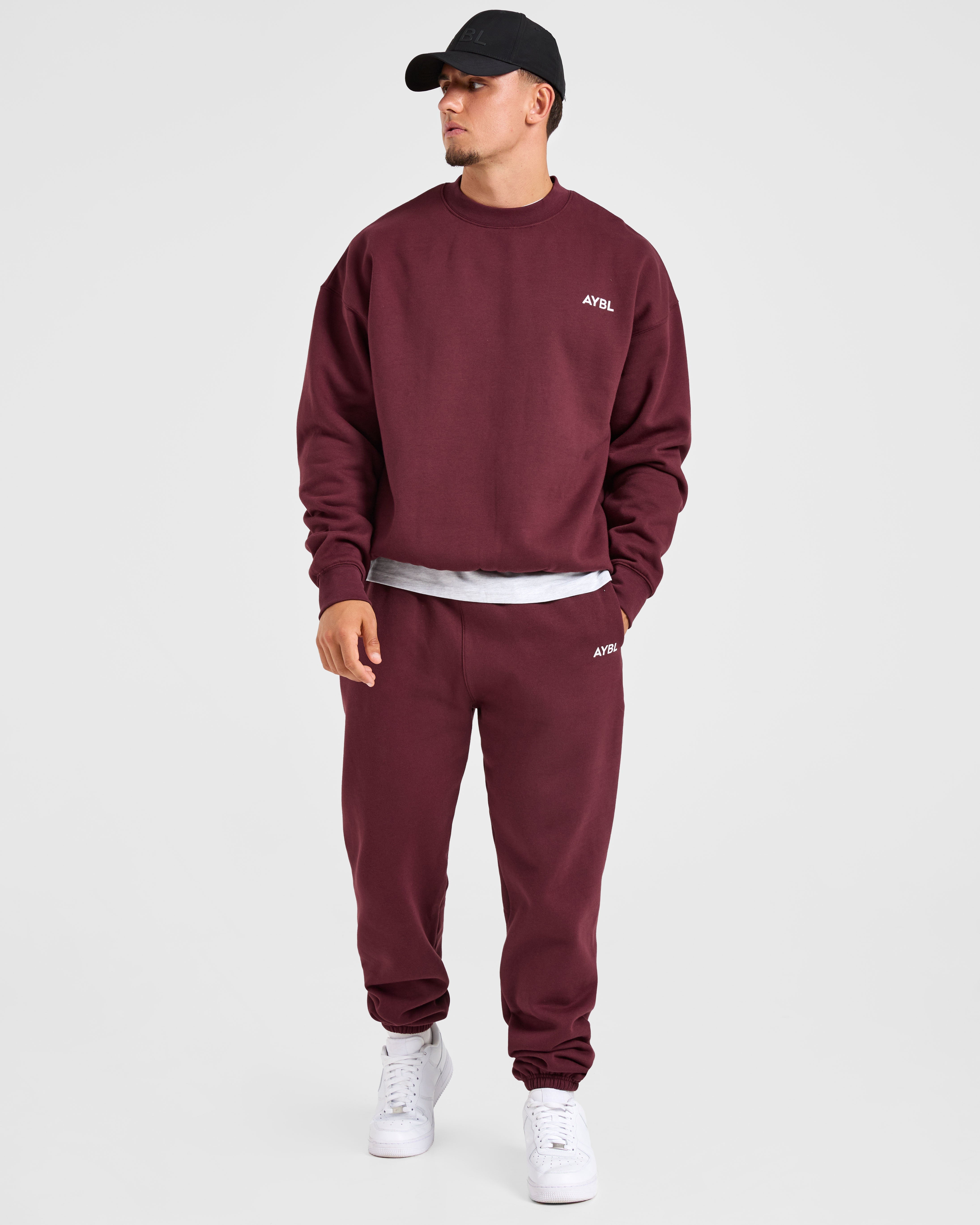 Essential Oversized Joggers- Burgundy Red