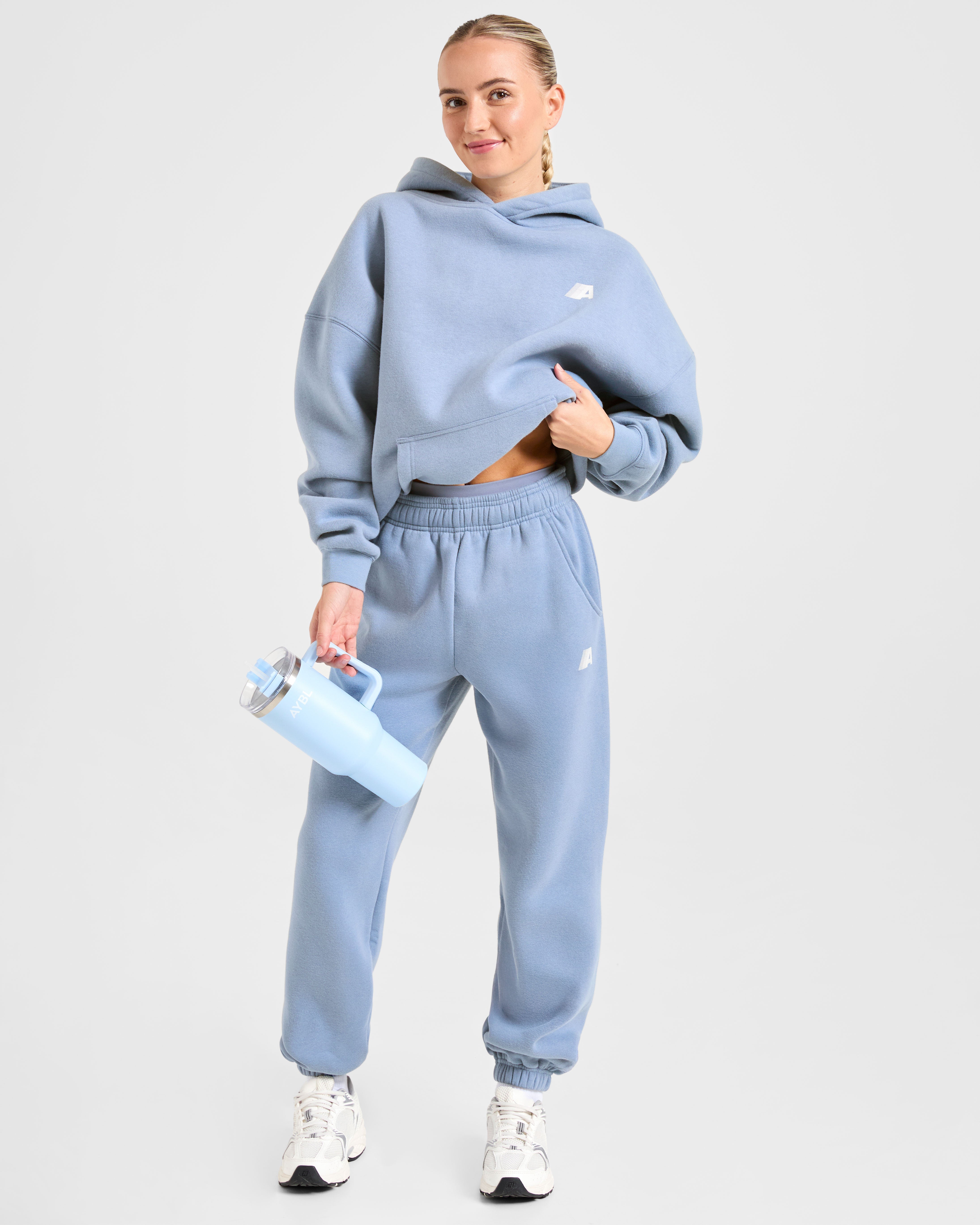 Retro Athletics Oversized Joggers - Vintage Blue