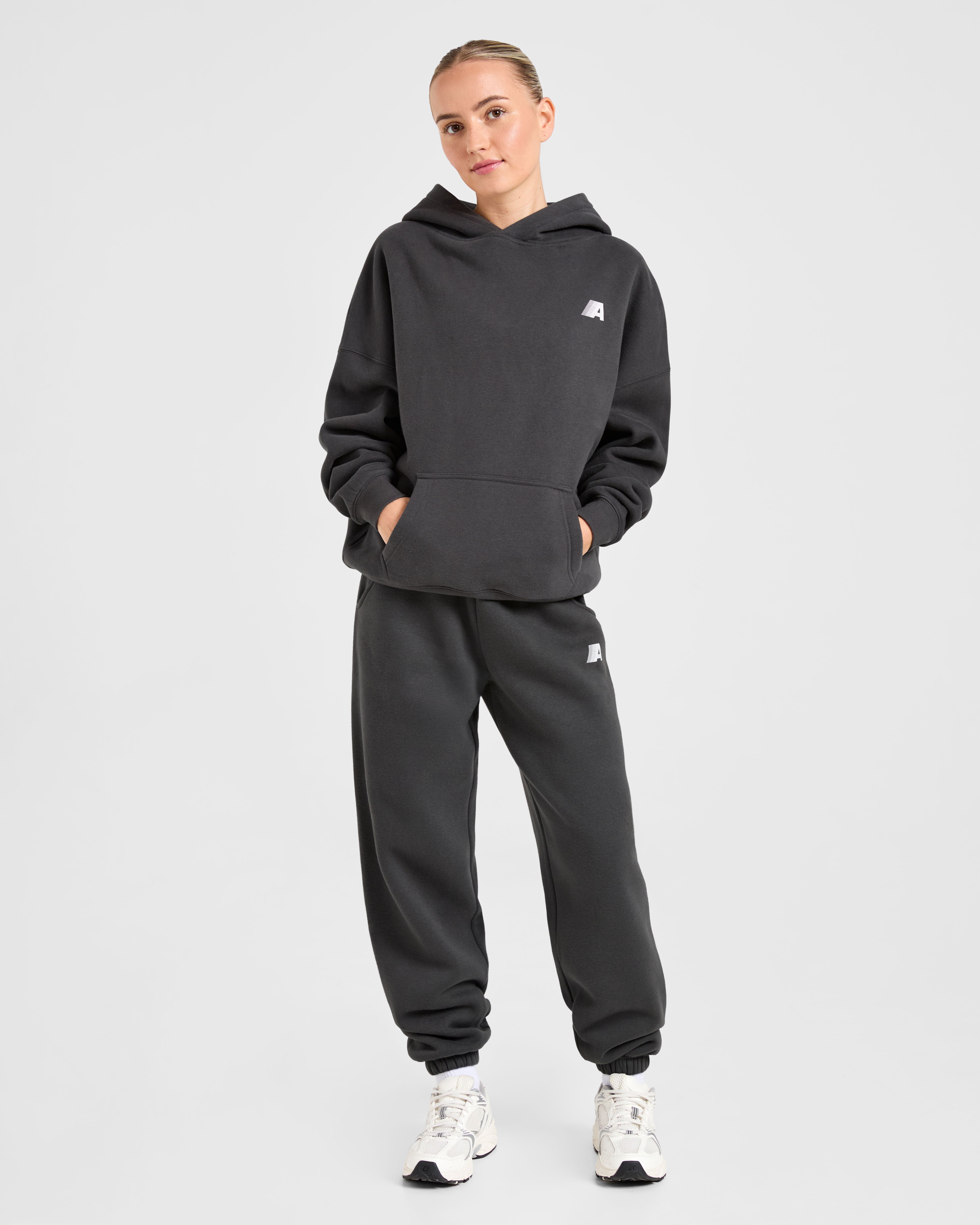 Retro Athletics Oversized Joggers - Charcoal