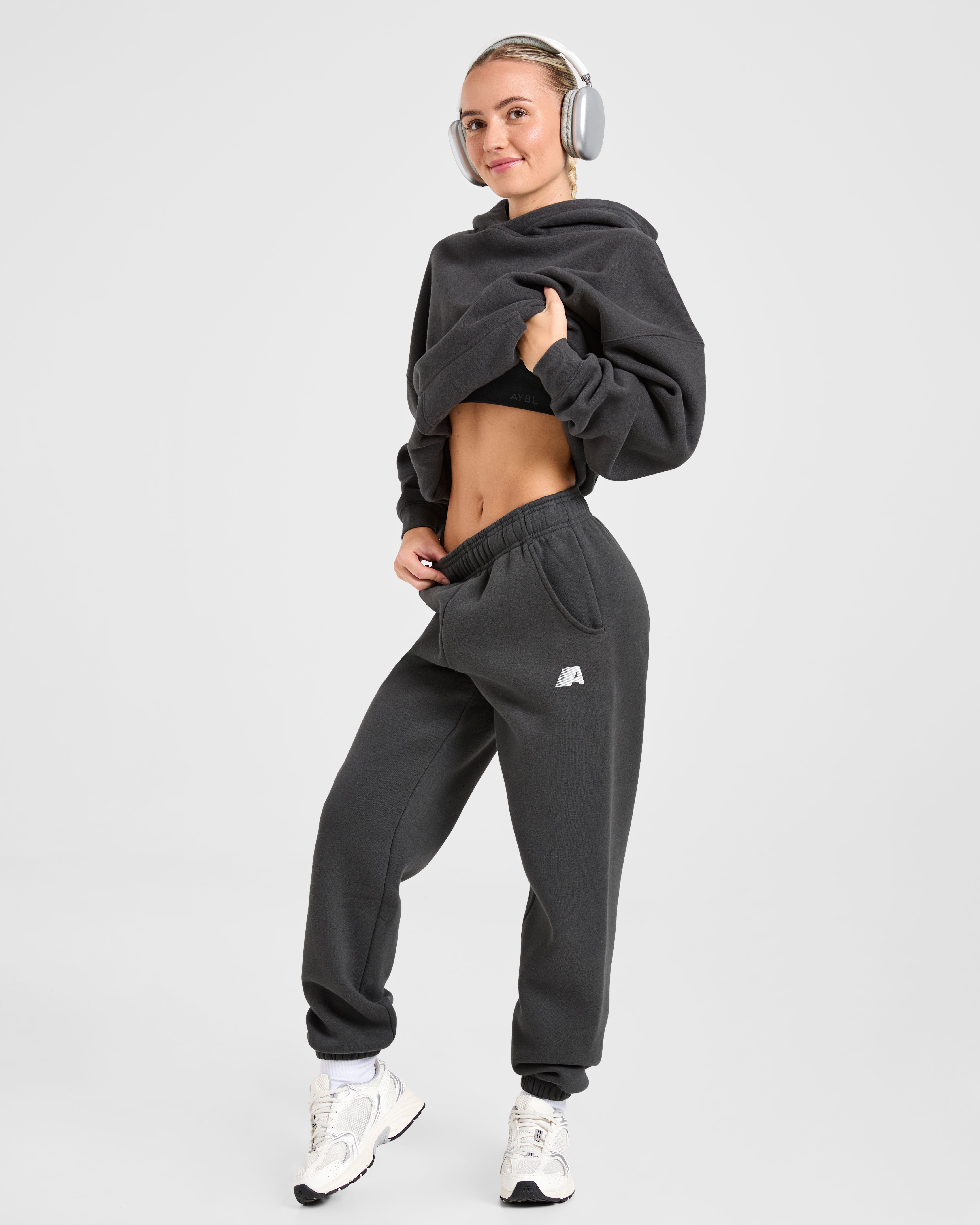 Retro Athletics Oversized Joggers - Charcoal
