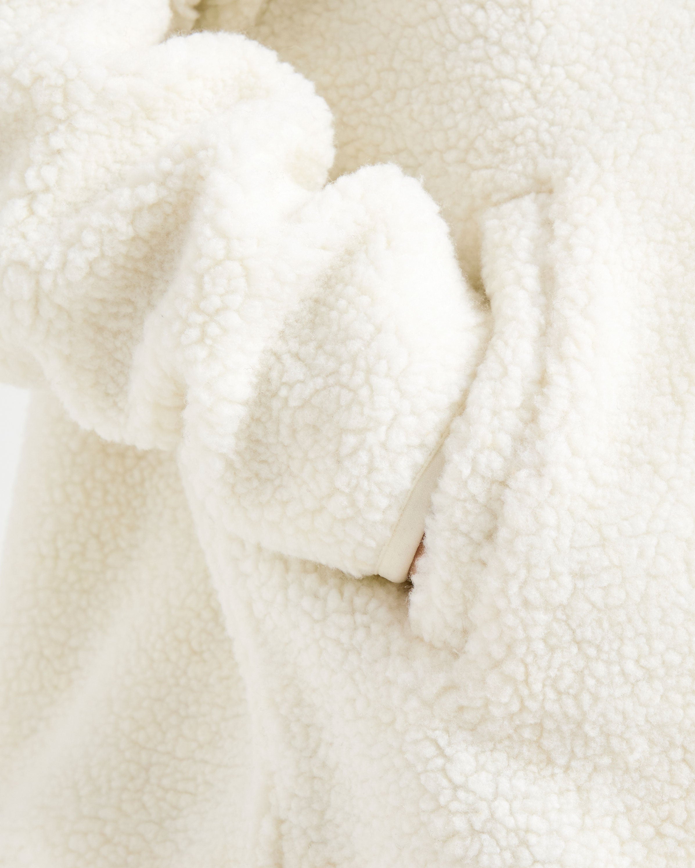 Oversized Zip Up Fleece Jacket - Cream