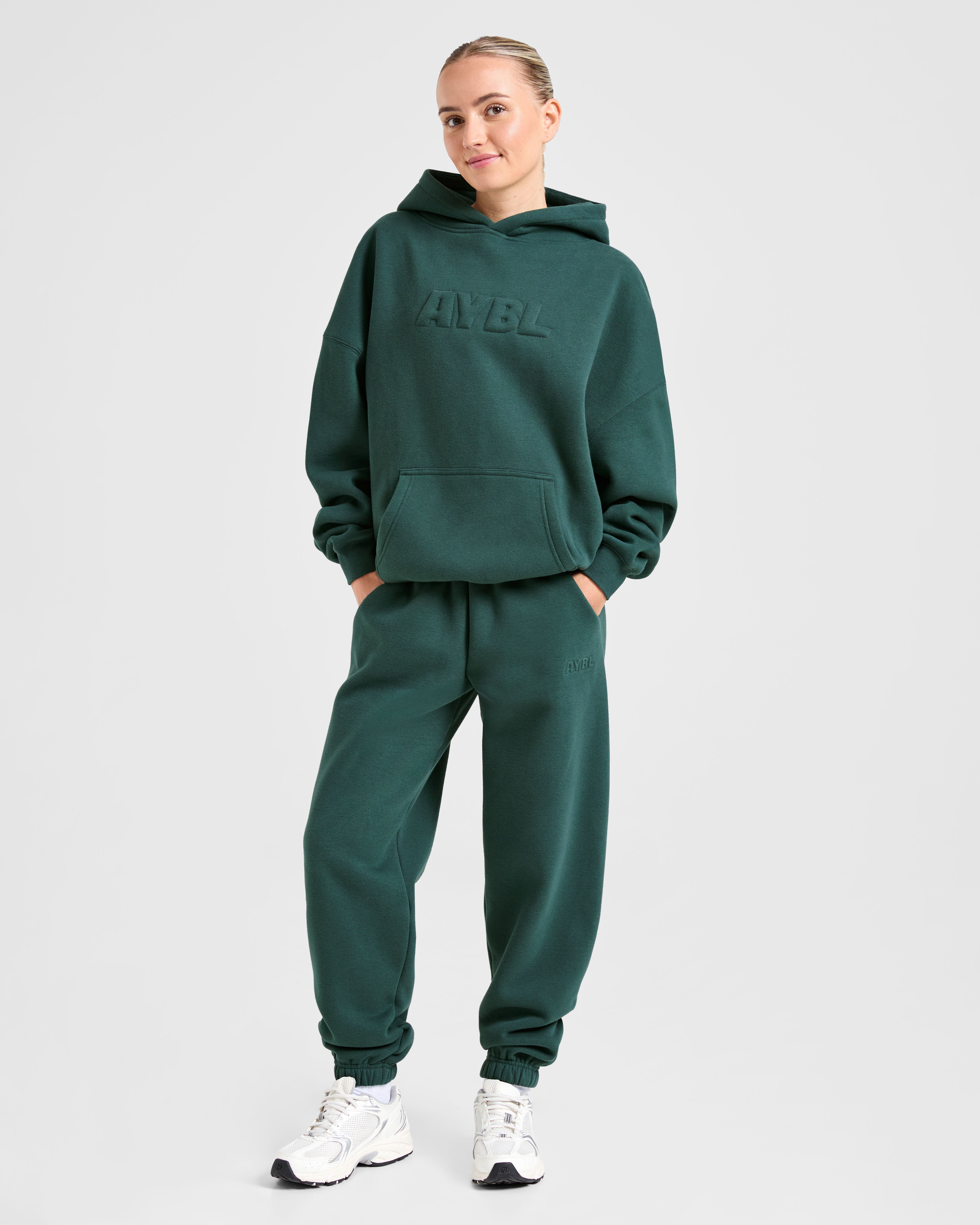 Classic Plush Oversized Joggers - Pine Green